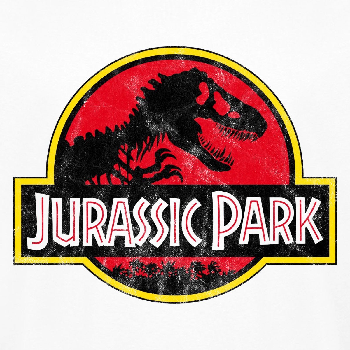 Spreadshirt T-Shirt Jurassic Park Klassisches Logo In Rot Mit T-Rex Männer Kontrast T-Shir (1-tlg)