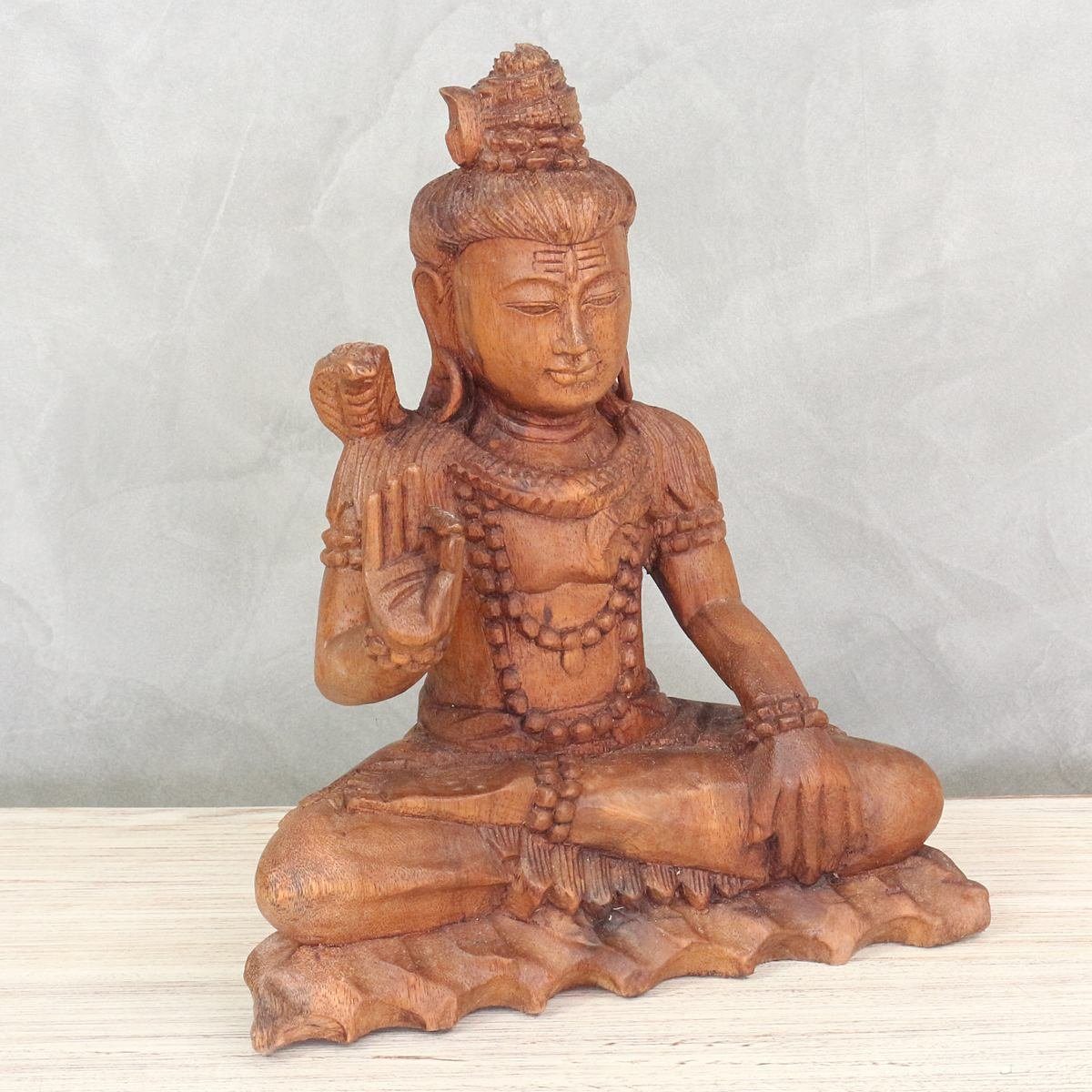 Shiva in Herstellung klein Holzfigur St), cm im Oriental Galerie (1 Dekofigur traditionelle Ursprungsland Handarbeit Sitzende 25