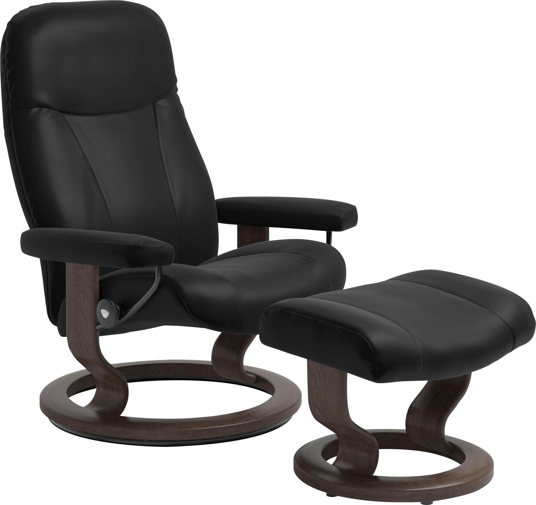 Garda mit Hocker, Classic Relaxsessel Relaxsessel black mit Größe Base, Wenge Gestell mit BATICK M, Hocker), Stressless® (Set,