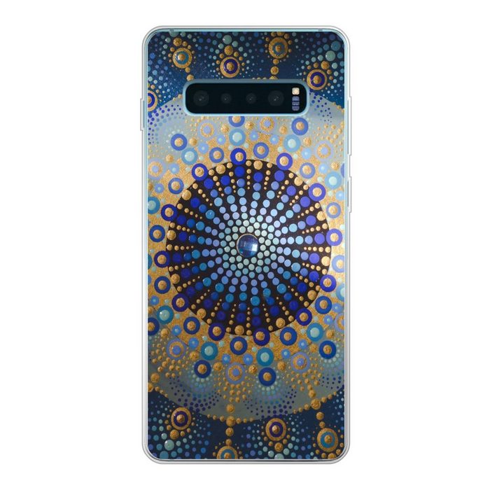 MuchoWow Handyhülle Kreis - Mandala - Blau - Gelb Phone Case Handyhülle Samsung Galaxy S10 Lite Silikon Schutzhülle