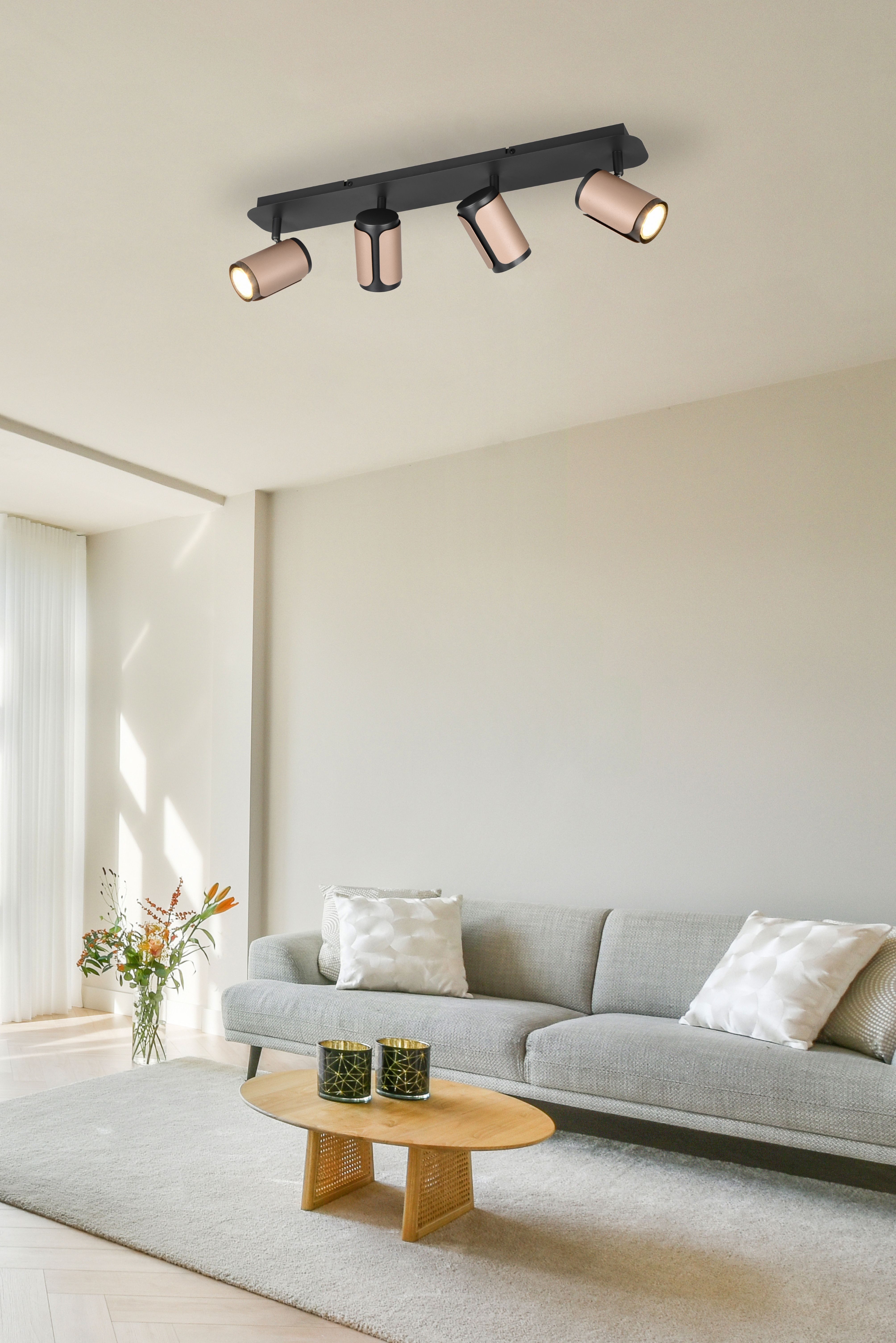 lightling Deckenleuchte Rici, schwenkbare Spots, ohne Leuchtmittel, Lampenschirme aus hochwertigem Metall, IP20 Schutz
