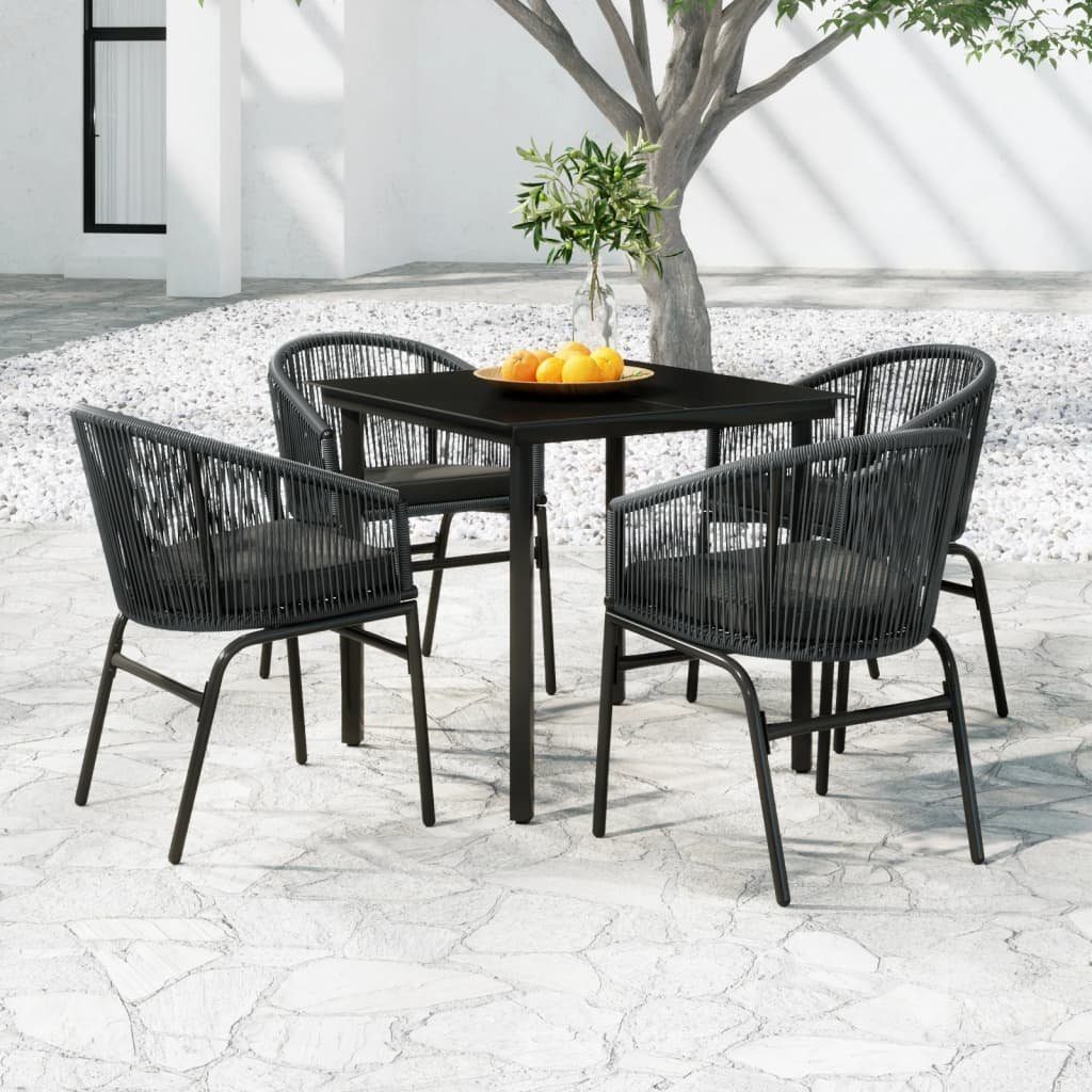 DOTMALL Garten-Essgruppe (5-tlg), Gartenset Sitzgruppe Tisch Stühle aus  PVC-Rattan und Stahl