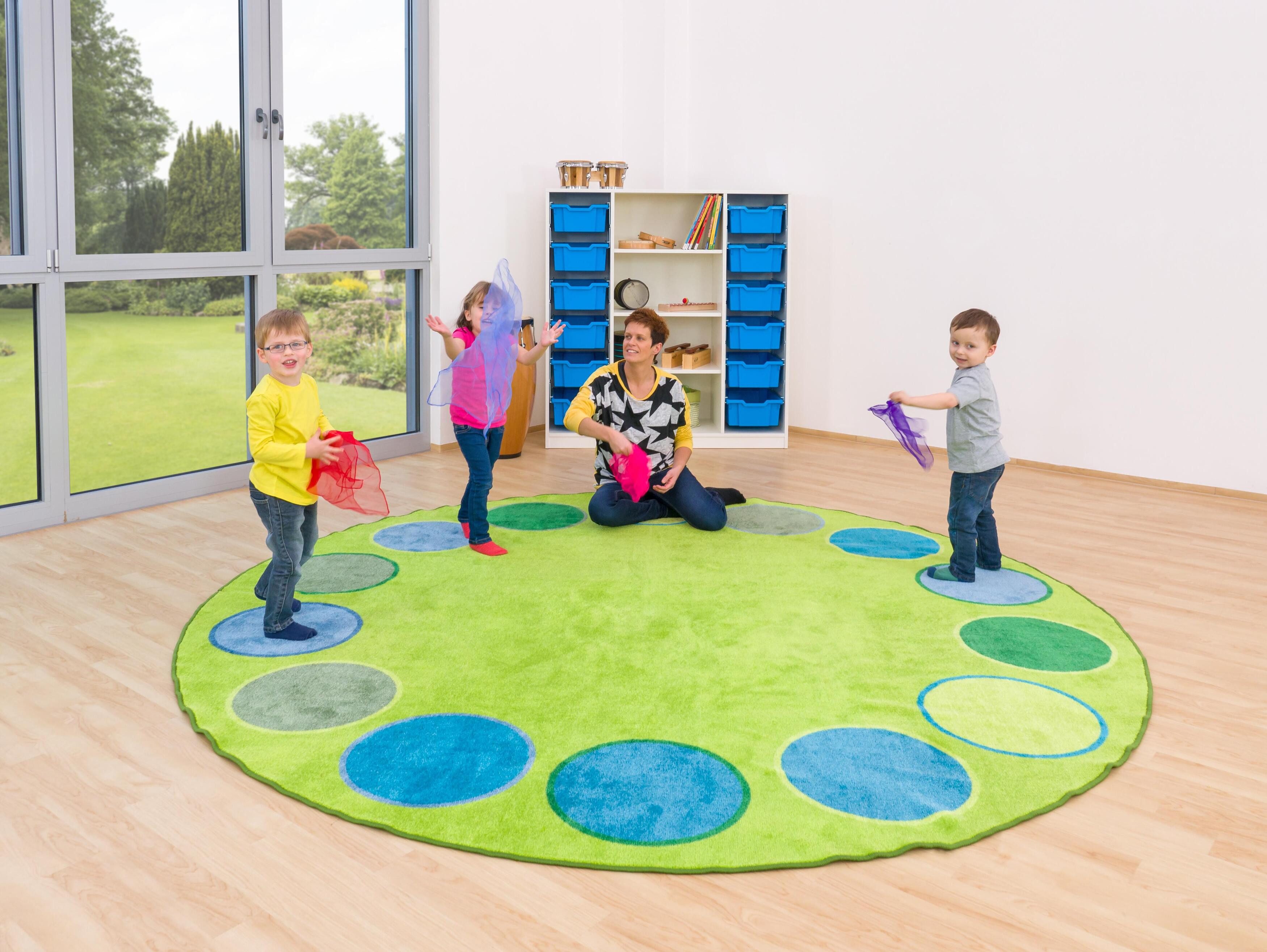 Betzold Kinderteppich Sitzkreis-Teppich „Dots“, Höhe: 1 mm