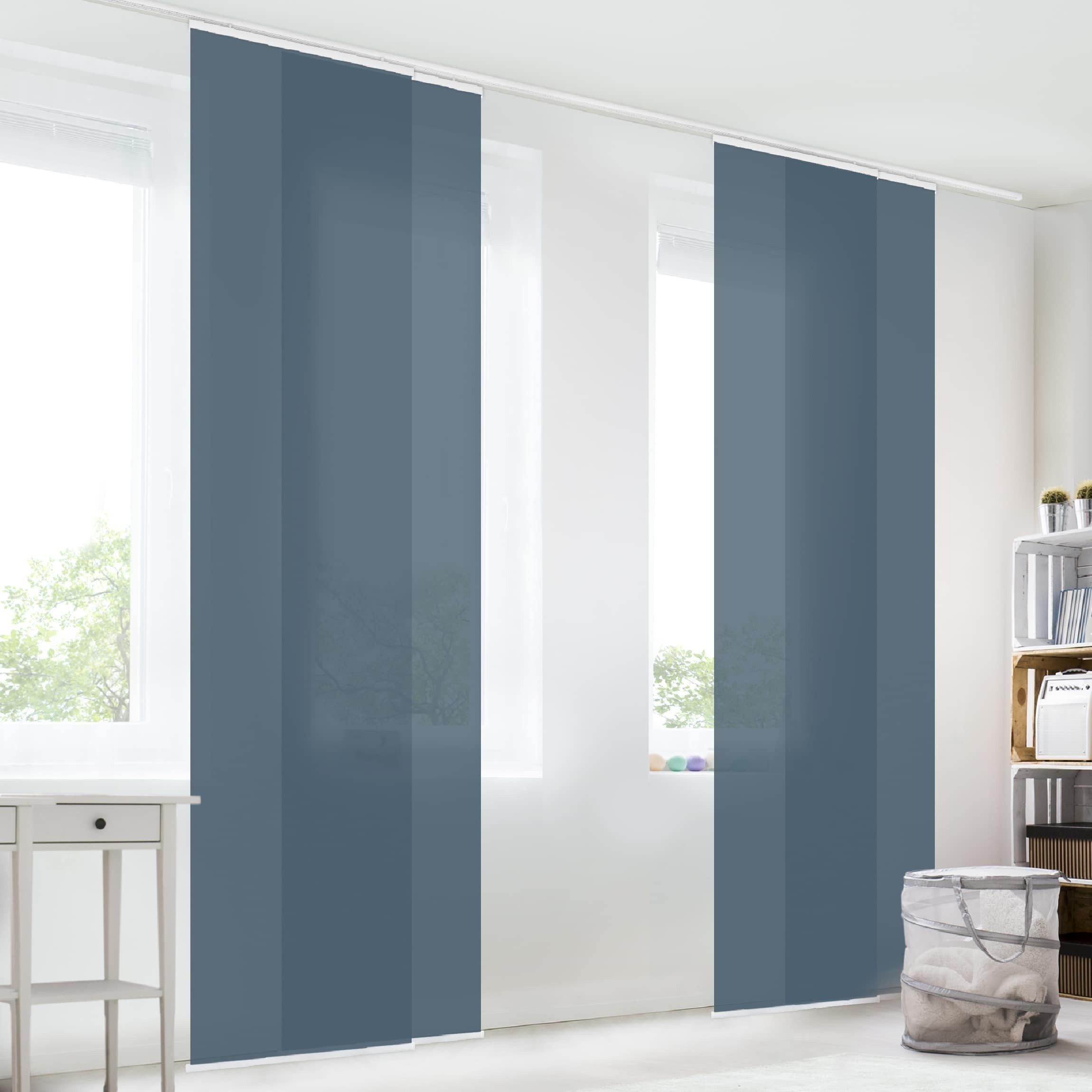 Bilderdepot24 Schiebegardine modern Flächenvorhang blickdicht Schieferblau, günstig online kaufen