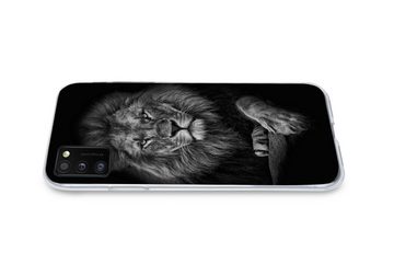 MuchoWow Handyhülle Löwe - Tiere - Schwarz - Weiß, Handyhülle Samsung Galaxy A41, Smartphone-Bumper, Print, Handy