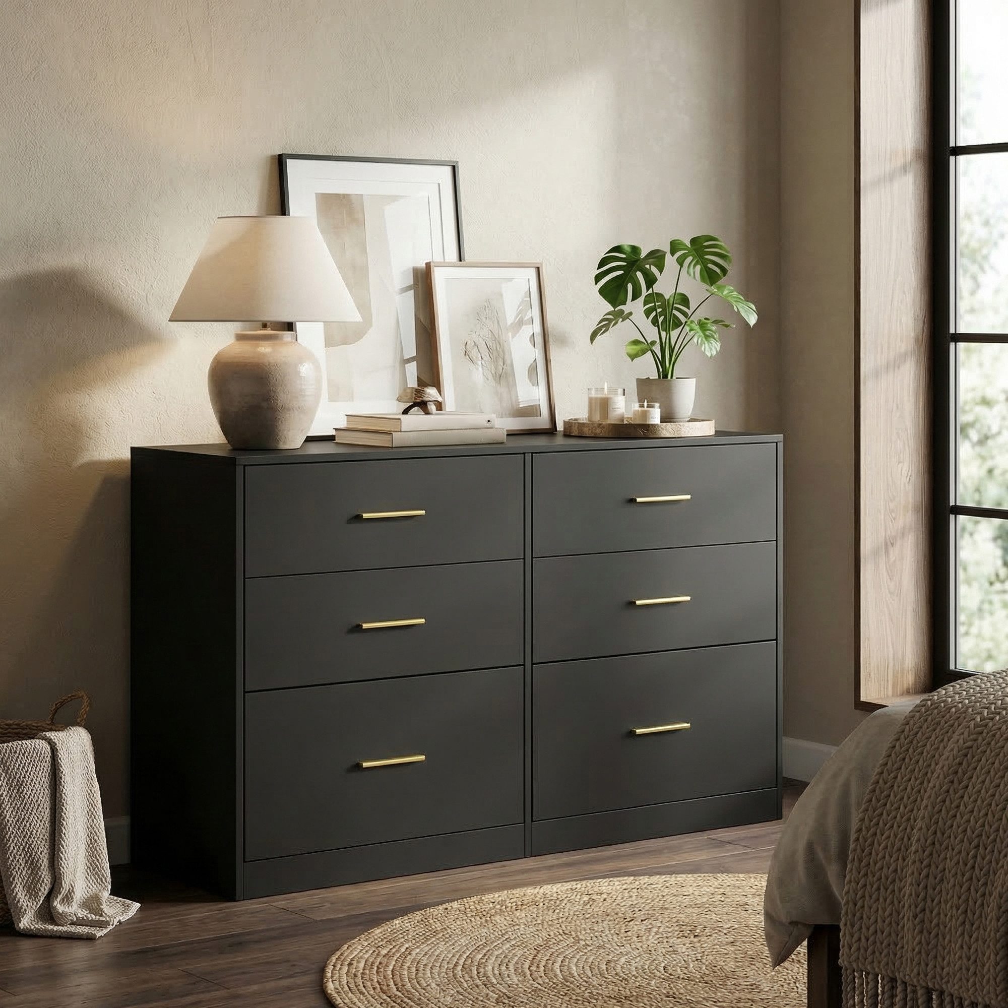 VASAGLE Kommode Kommodenschrank, modern, Sideboard, Aufbewahrungsschrank, 6 Schubladen