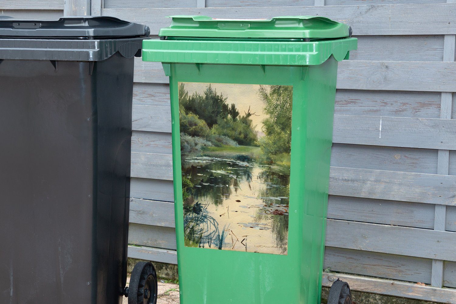 MuchoWow Wandsticker Studie Landschaft Mülltonne, (1 Zorn Anders Container, St), Mülleimer-aufkleber, - Sticker, einer Abfalbehälter