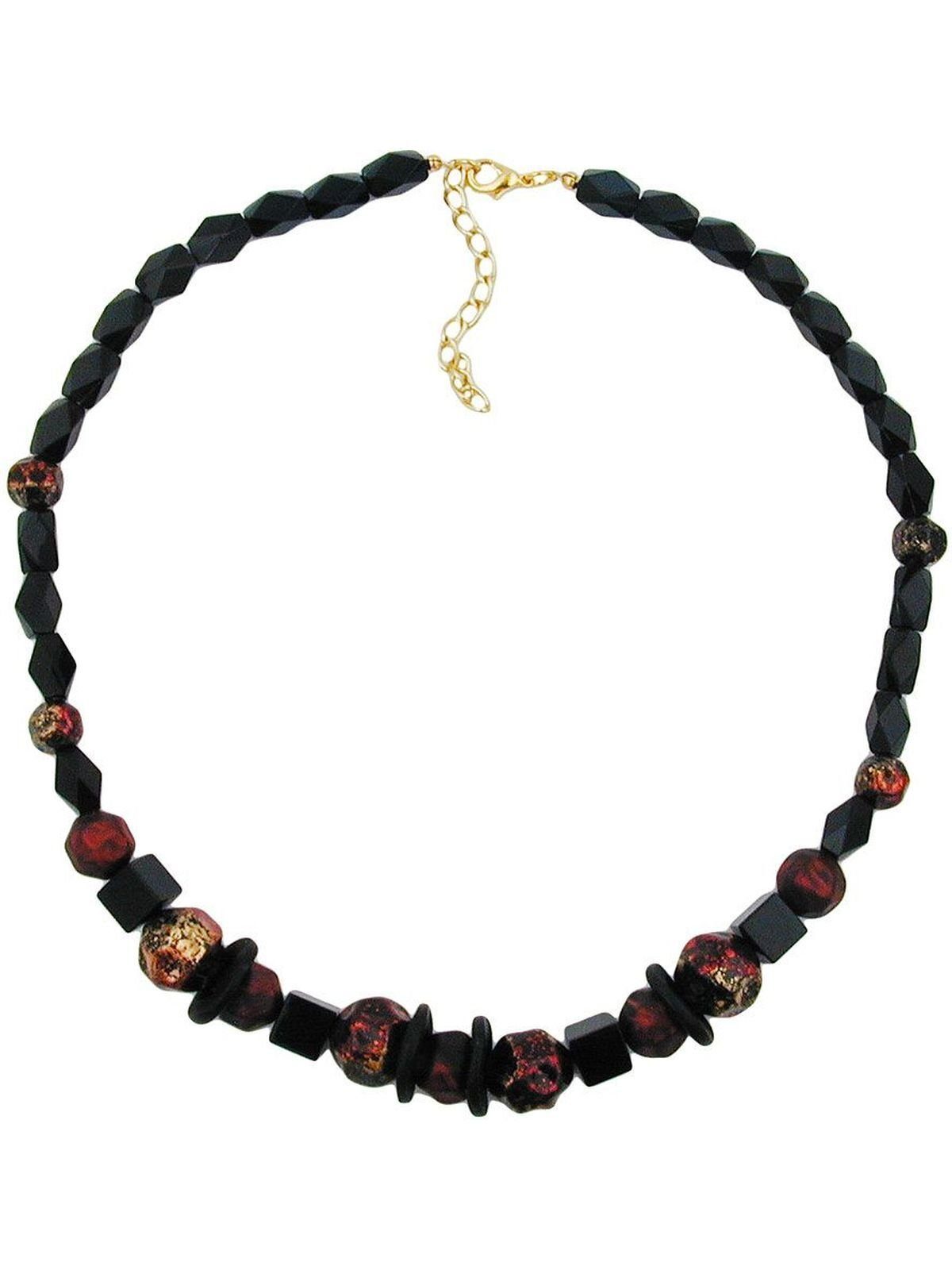 Gallay Perlenkette Kette Facettenperle rot-lack (1-tlg) schwarz