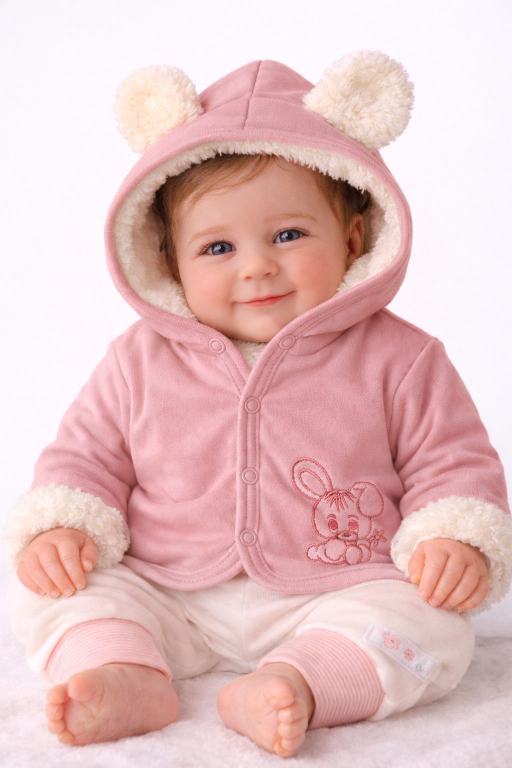 La Bortini Fleecejacke Baby Jacke Übergansjacke aus Fleece und Baumwolle für Neugeborene (Erstlingsjacke) kuschelig weich, unisex, 44 50 56 62 68 74