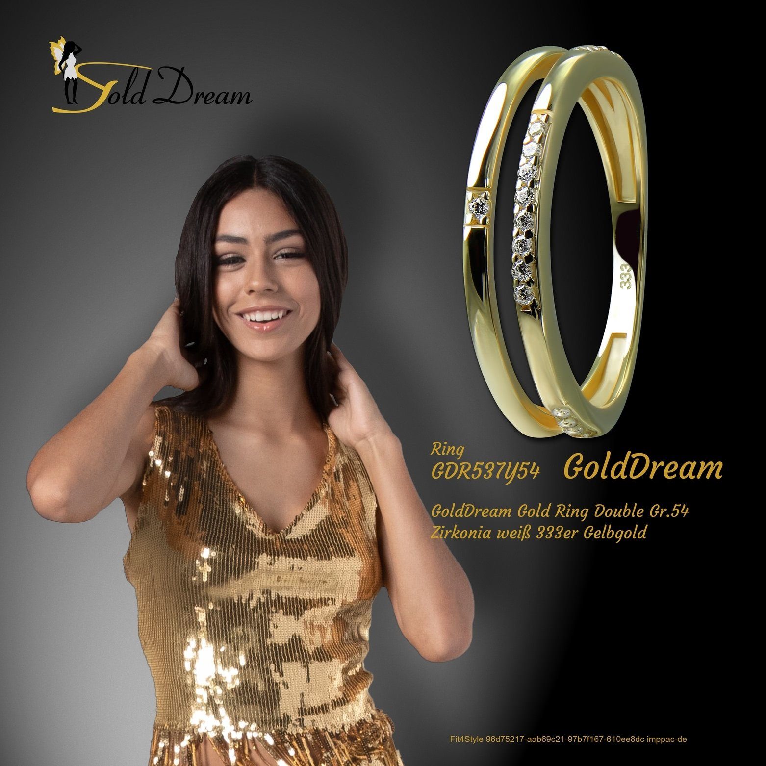 Ring gold, Farbe: weiß Karat, 8 GoldDream Gr.54 Ring - (Fingerring), Gold GoldDream Double Goldring Damen 333 Double Gelbgold