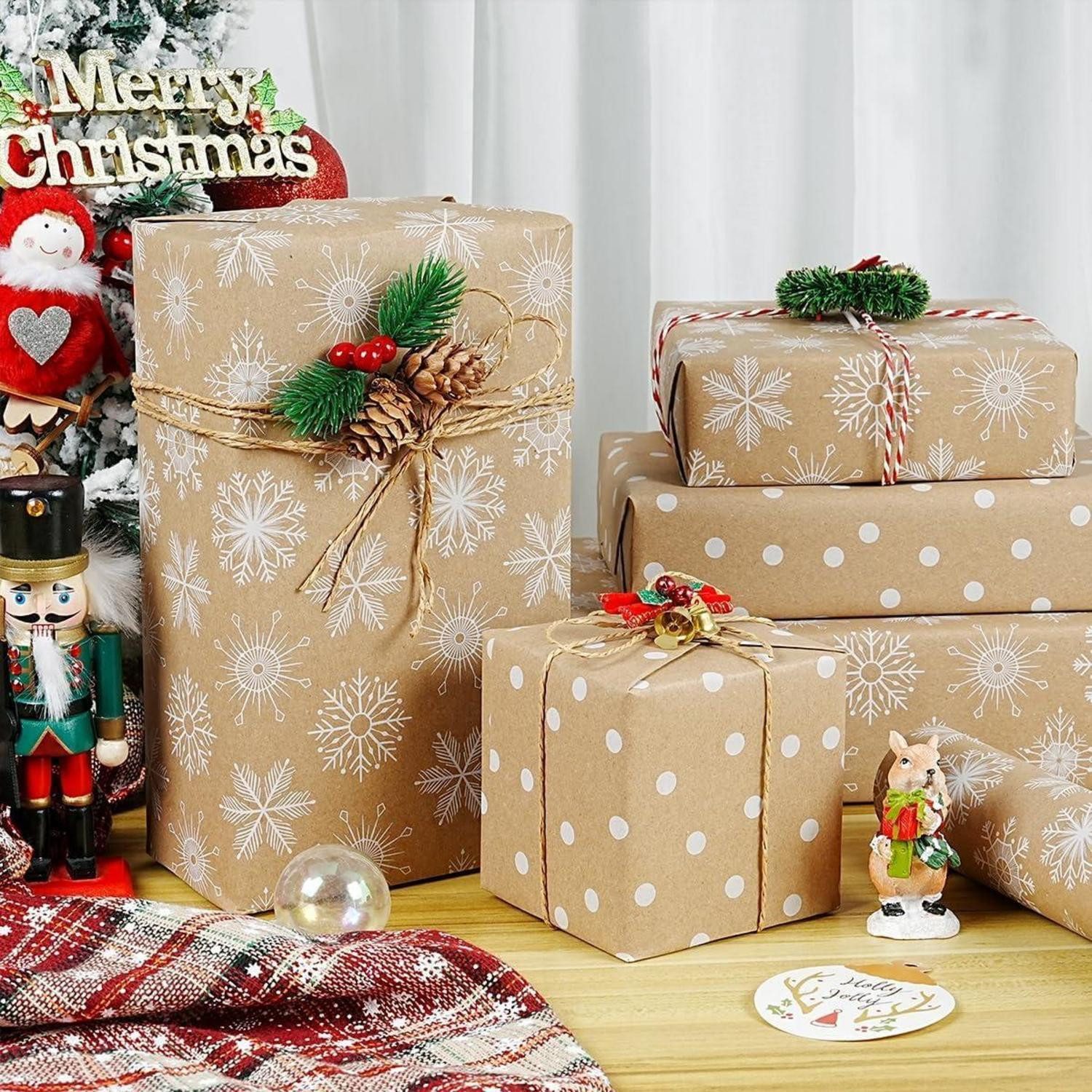 LuxusKollektion Geschenkpapier Geschenkpapier Weihnachten Rolle Kraftpapier recycelbar 10m Braun