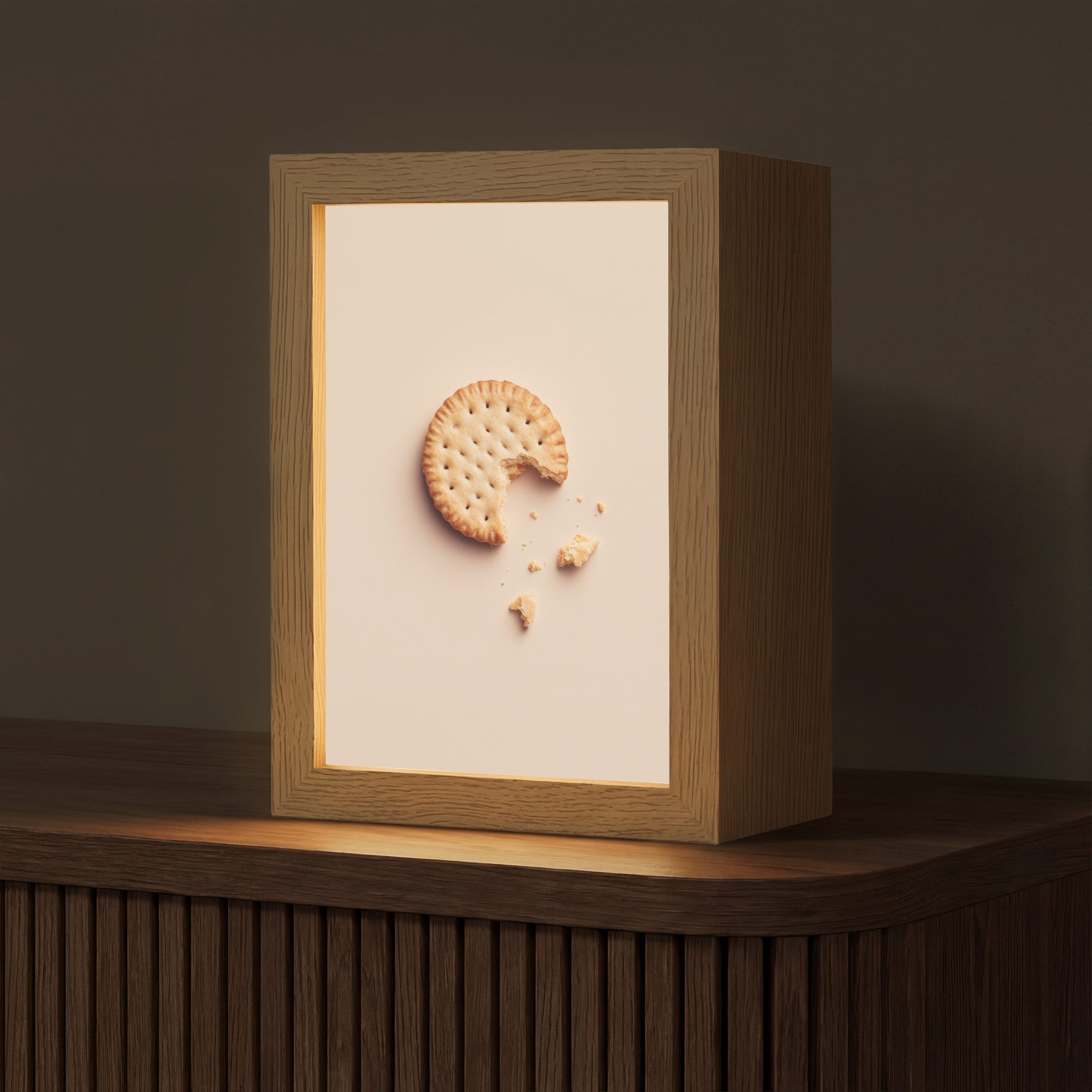 OnlyWow Tischleuchte Lightbox Keks - Krümel - beige, Dimmbar, Farbwechsel, LED, Warmweiß, Kaltweiß, Neutralweiß Einstellbar, Tischlampe, Schreibtischlampe, Desk, Dimmbar, mit Kabel, LED