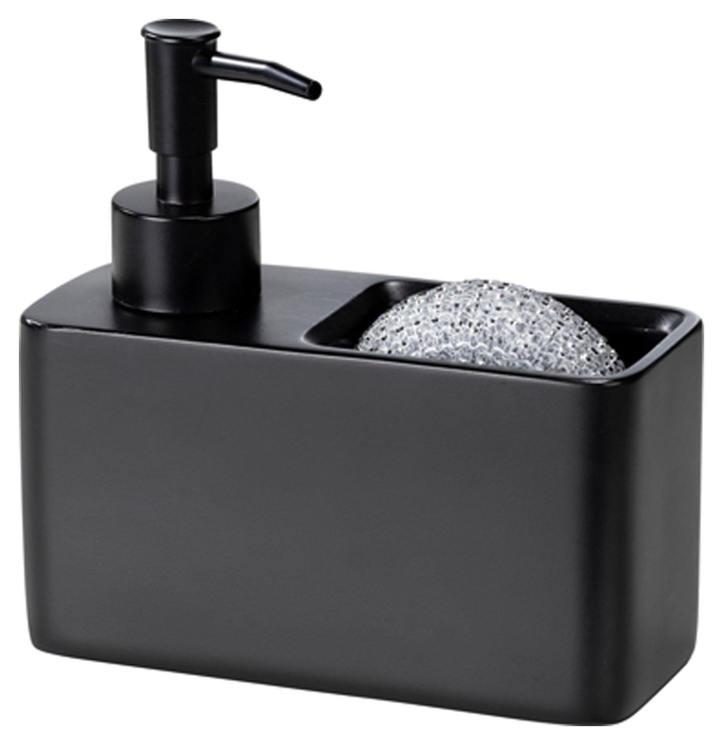 WENKO Spülmittelspender Geschirrspül-Set 2-teilig RESA, Schwarz, B 14,5 cm, Kunststoff, Polyresin, für 150 ml