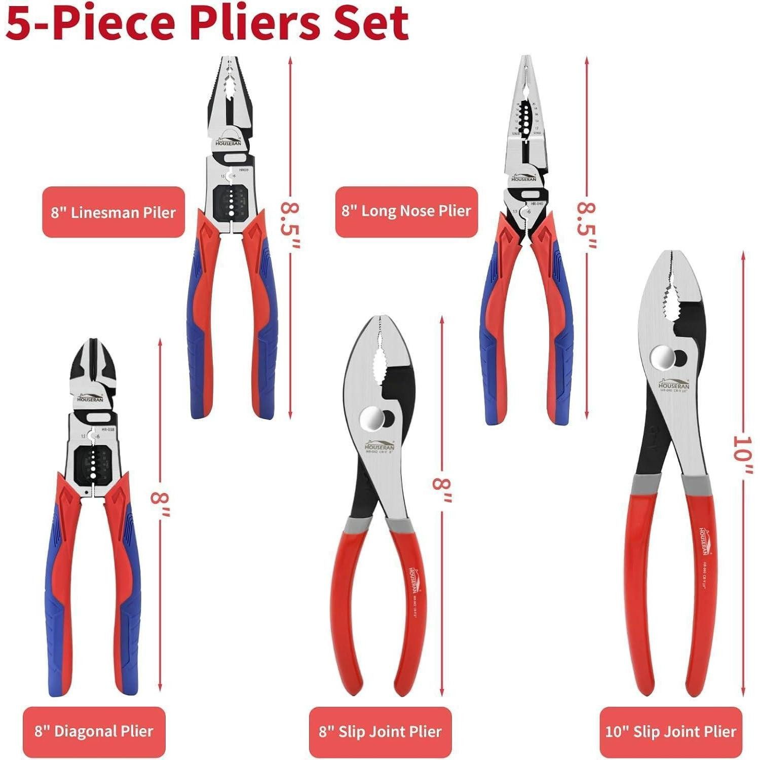 LuxusKollektion Zangenset Zangenset 5teilig Gleitgelenkzange Spitzzange Kombizange 5pcs