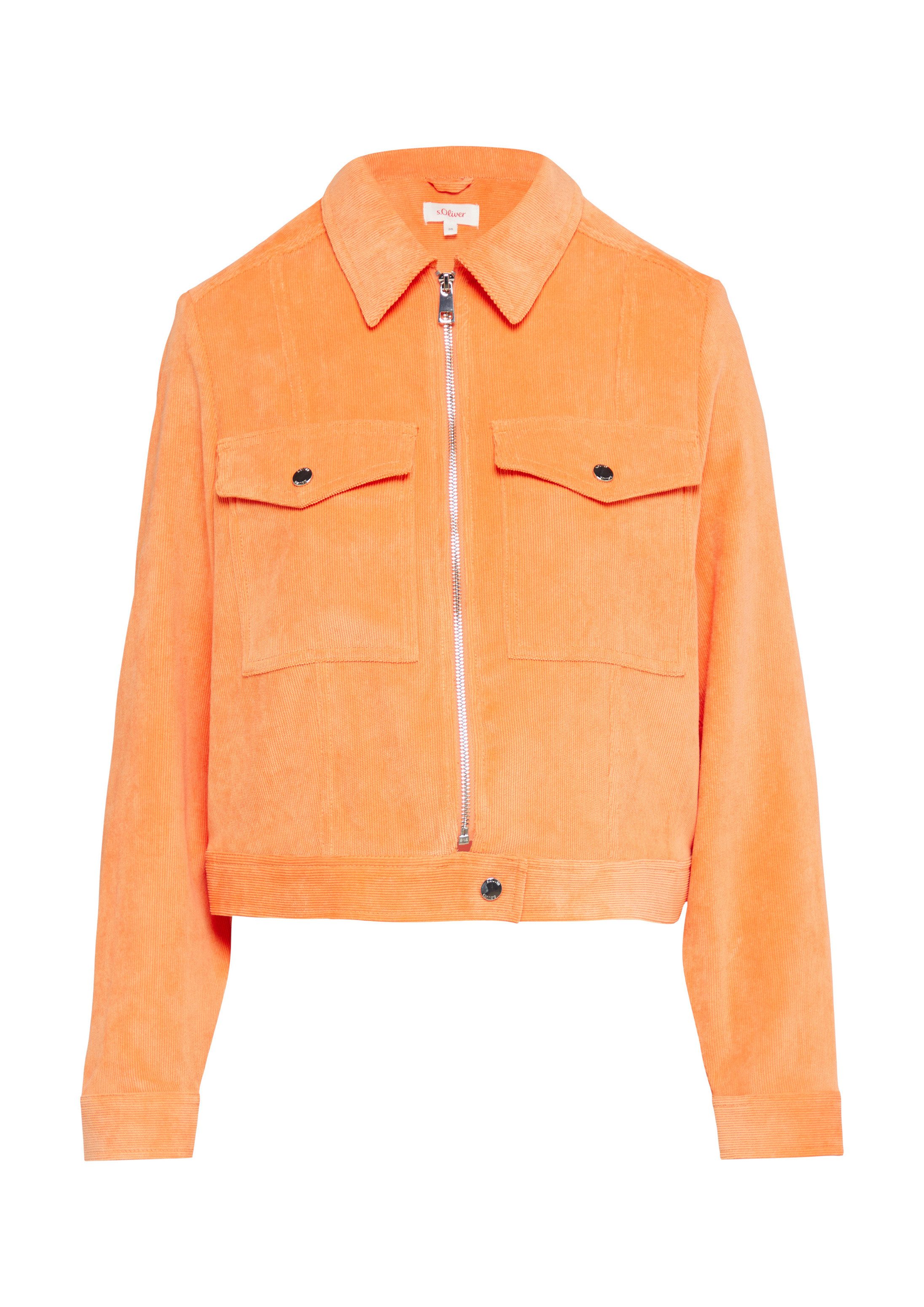 s.Oliver Funktionsjacke Indoor-Jacke Kurze Cordjacke mit aufgesetzten Taschen