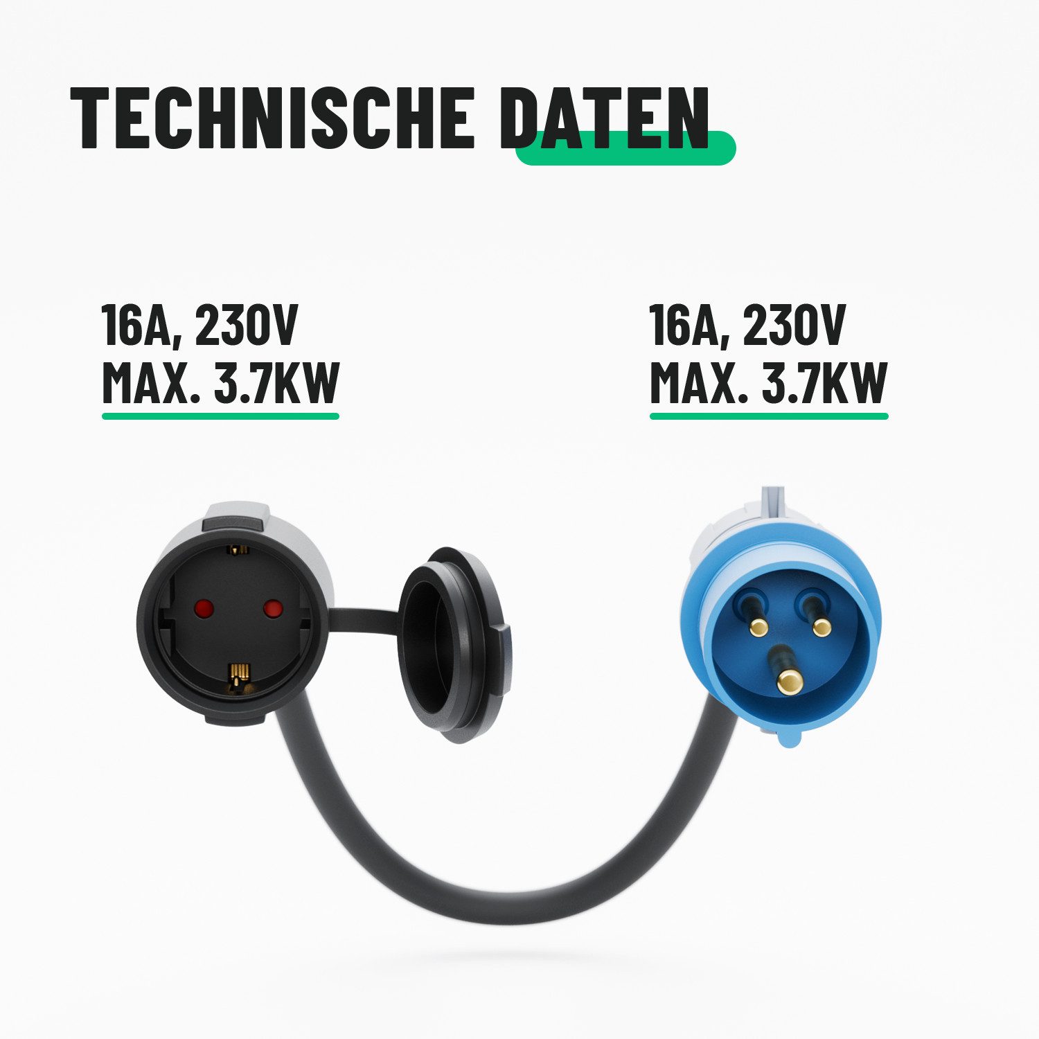 greate. Schuko Stecker auf CEE Kupplung & CEE Stecker auf Schuko Kupplung CEE-Adapterkabel