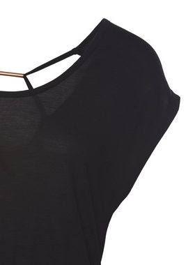 LASCANA Rundhalsshirt mit Cut-outs am Rücken, Kurzarmshirt, T-Shirt aus weicher Viskose