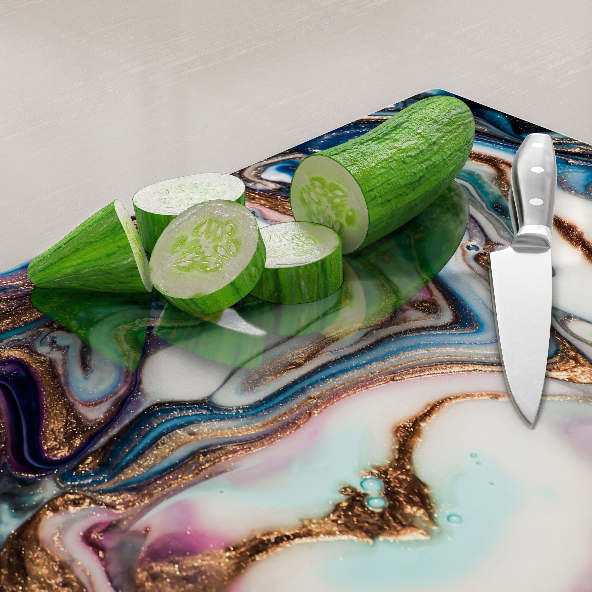 'Luxuriöses Schneidebrett Marmordesign', DEQORI Glas, Frühstücksbrett Schneideplatte Platte