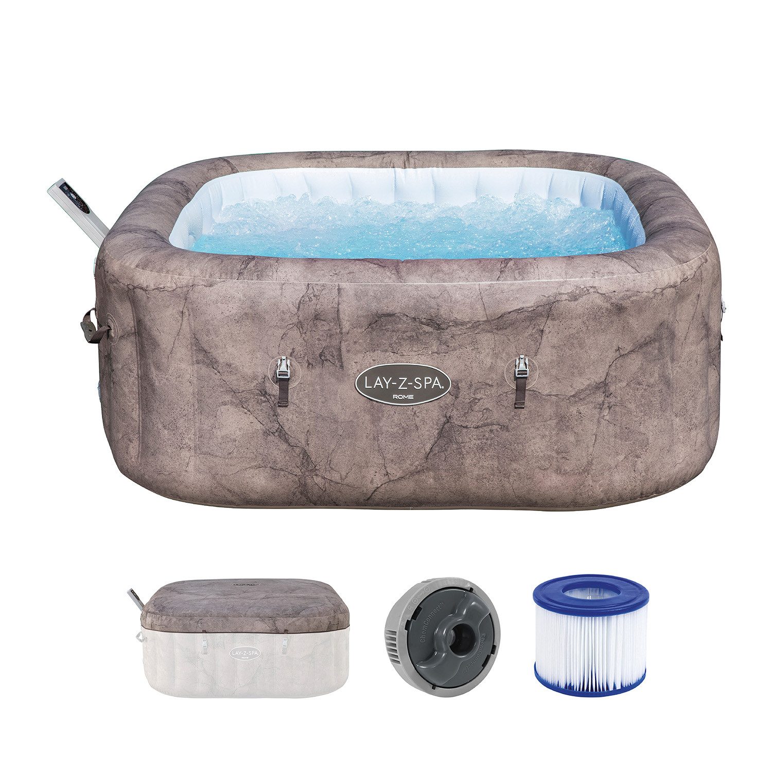 Bestway Whirlpool LAY-Z-SPA® Rome AirJet™, Aufstellbecken, (Set, Inkl. App-Steuerung, für max. 6 Personen), 180 x 180 x 71 cm