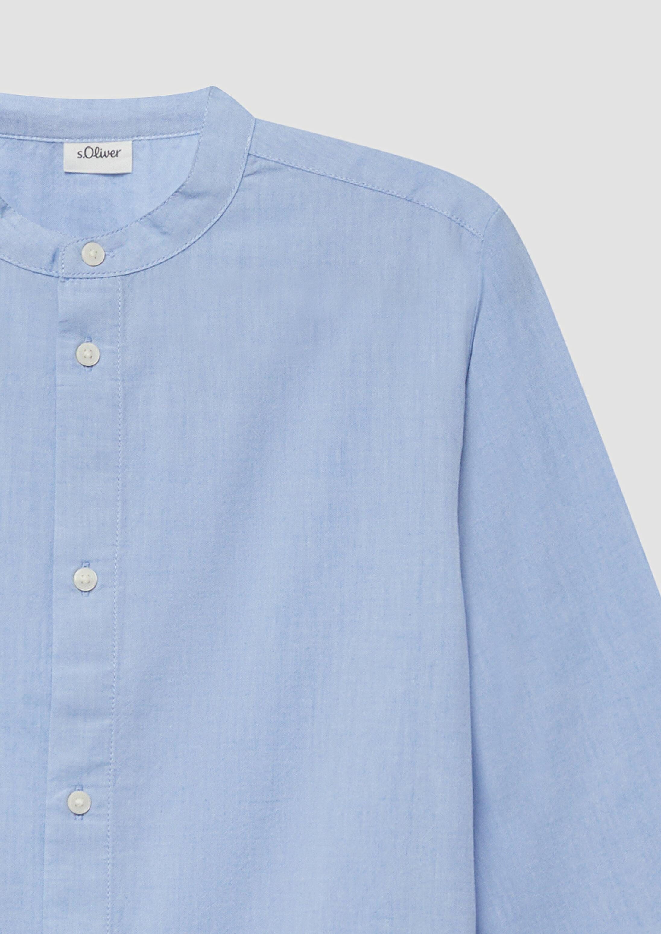 s.Oliver Langarmhemd Hemd Chambray-Hemd mit Stehkragen