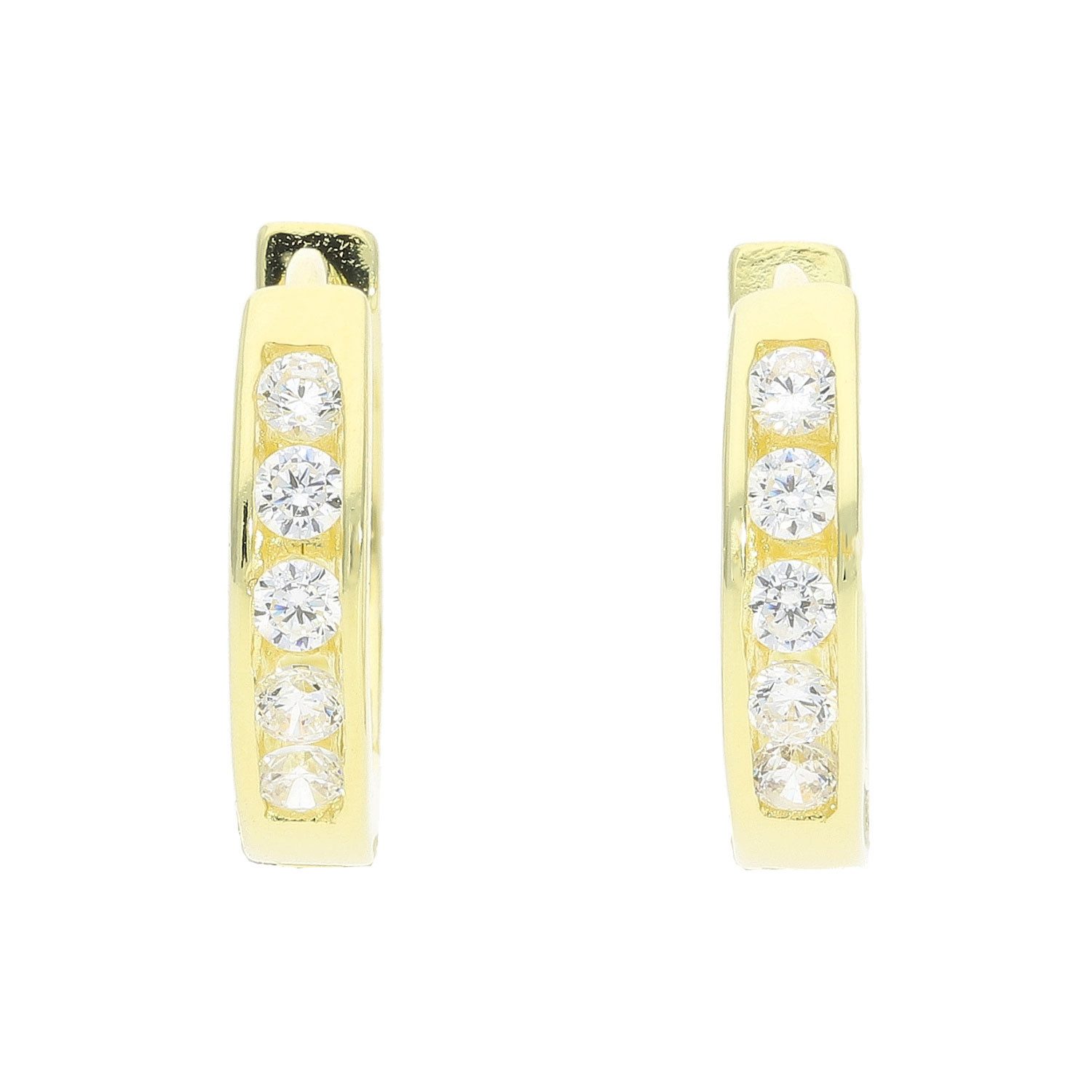 JuwelmaLux Paar Creolen Creolen Silber 925 Gold plattiert Zirkonia JL10-06-3040 JuwelmaLux (kein Set, 2-tlg., inkl. edelm Schmucketui)