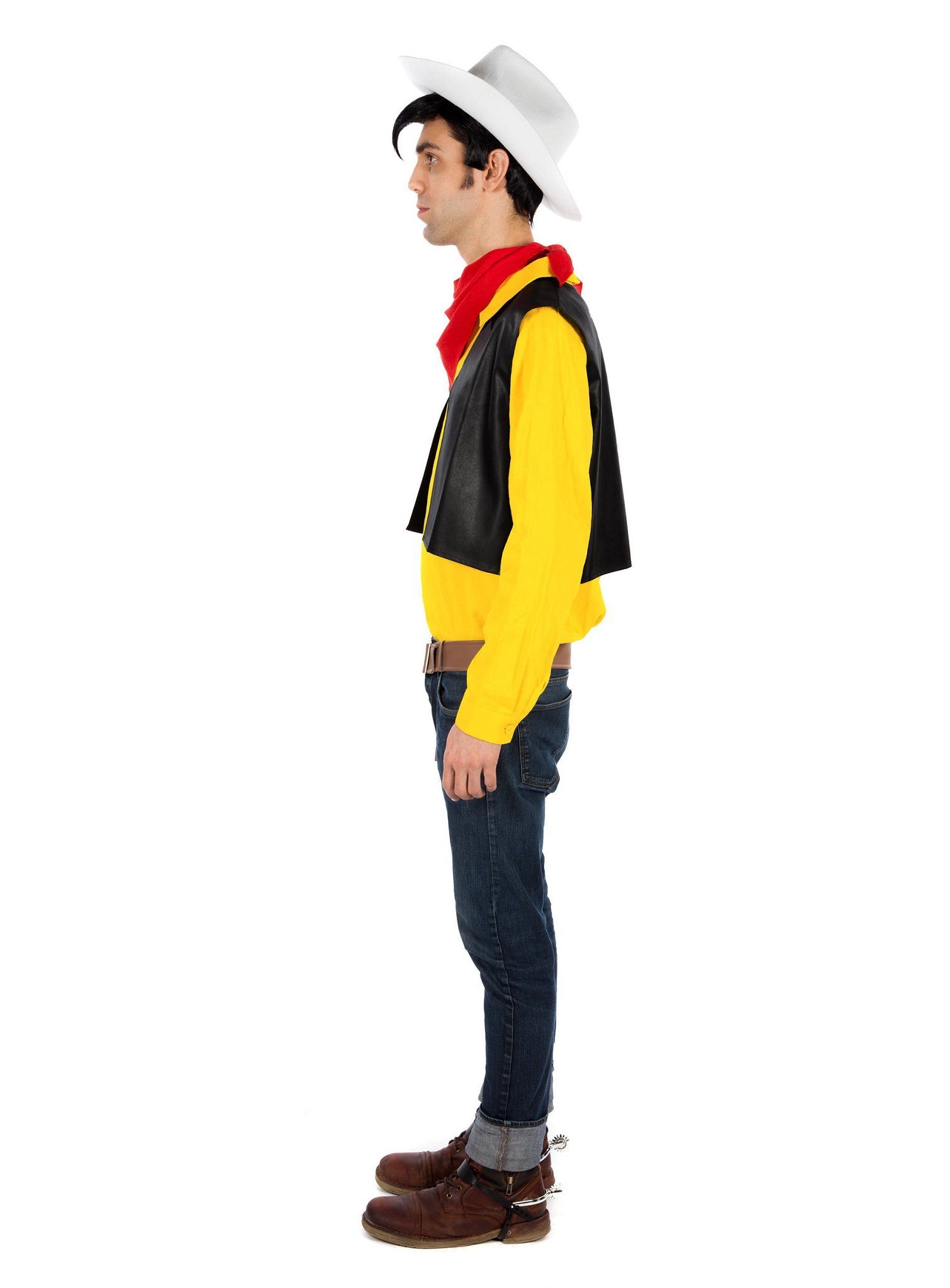 Maskworld Cowboy-Kostüm Lucky Luke Cowboy Kostüm Karneval Faschingskostüm, Hochwertiges Lizenzkostüm