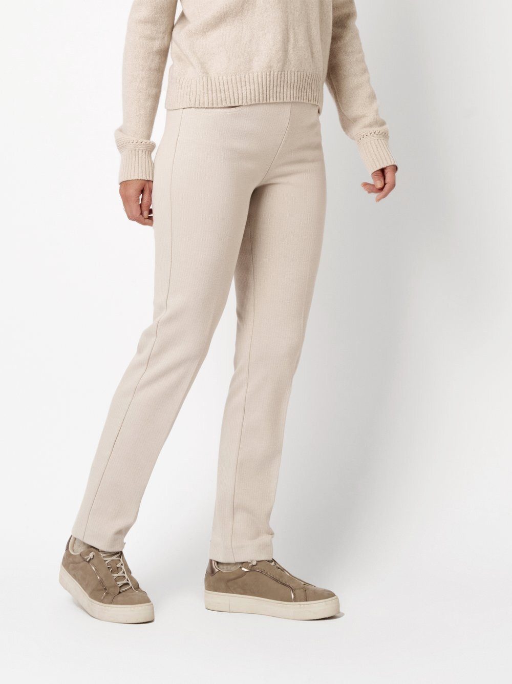 Relaxed by TONI Stretch-Hose Scarlet mit dezentem Fischgrät-Muster