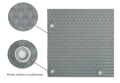 Rattan Art Balkonsichtschutz Polyrattan Balkonichtschutz Metallösen Hellgrau 0,9m x 3m