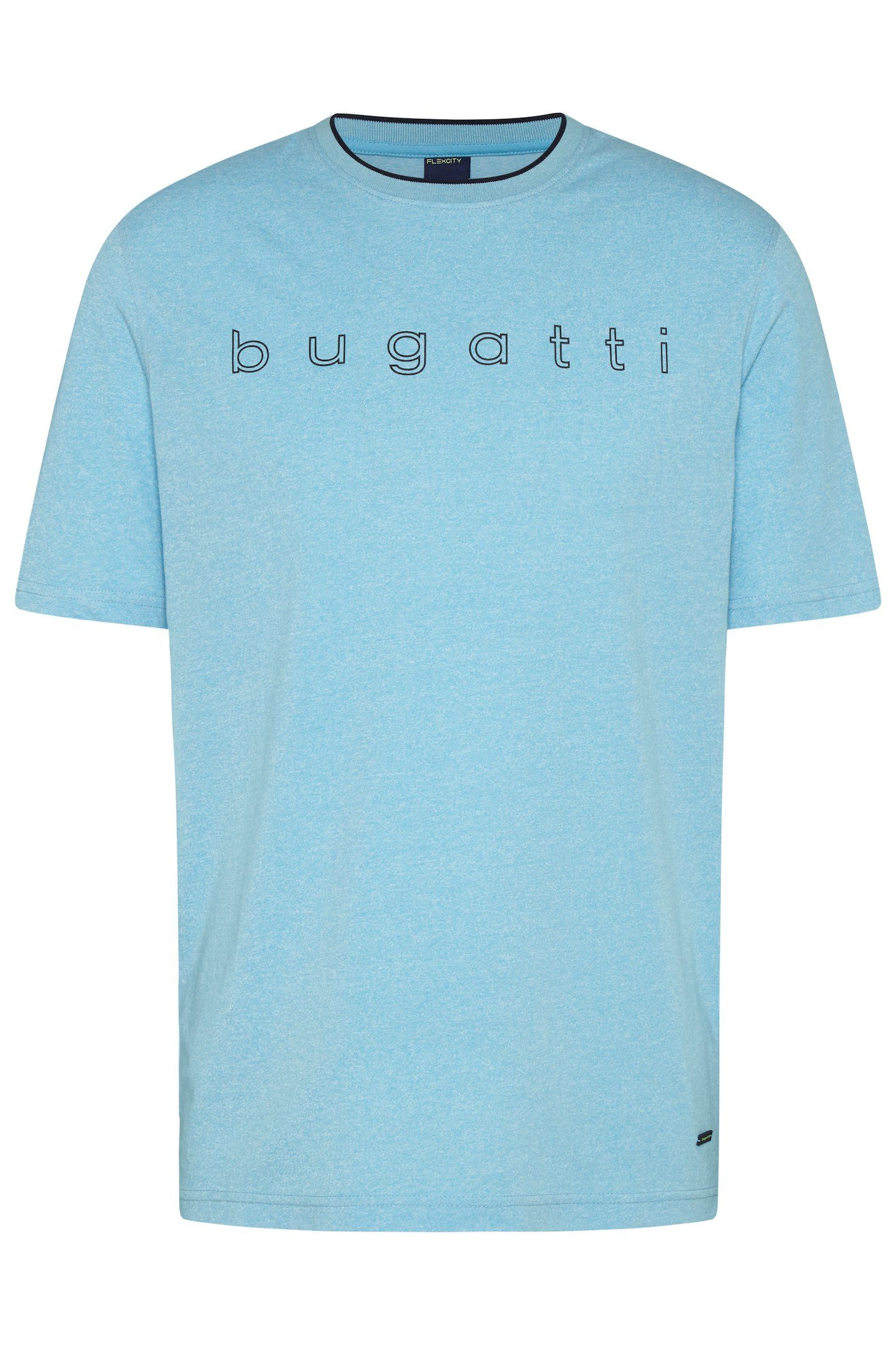 großem bugatti mit bugatti T-Shirt mittelblau Logo-Print