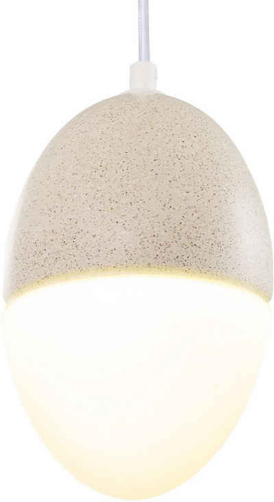 Paco Home Pendelleuchte »Hängelampe GREGG SANDSTONE-WHITE«, ohne Leuchtmittel, LED, E27, Lampe Für Wohnzimmer Esszimmer Küche, Höhenverstellbar