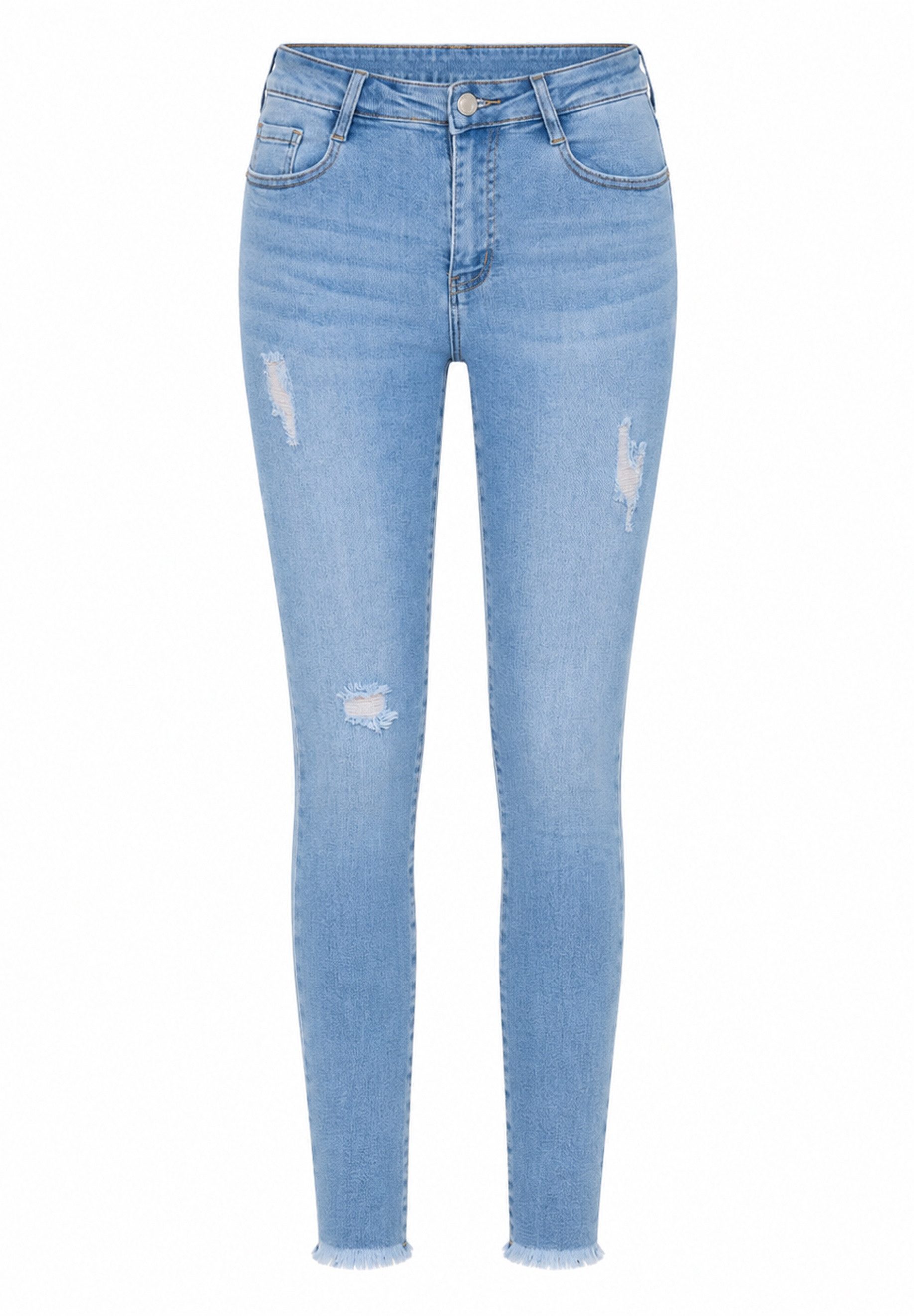 Elara Skinny-fit-Jeans — Damen Skinny Jeans mit High Waist und dezenten Destroyed Details