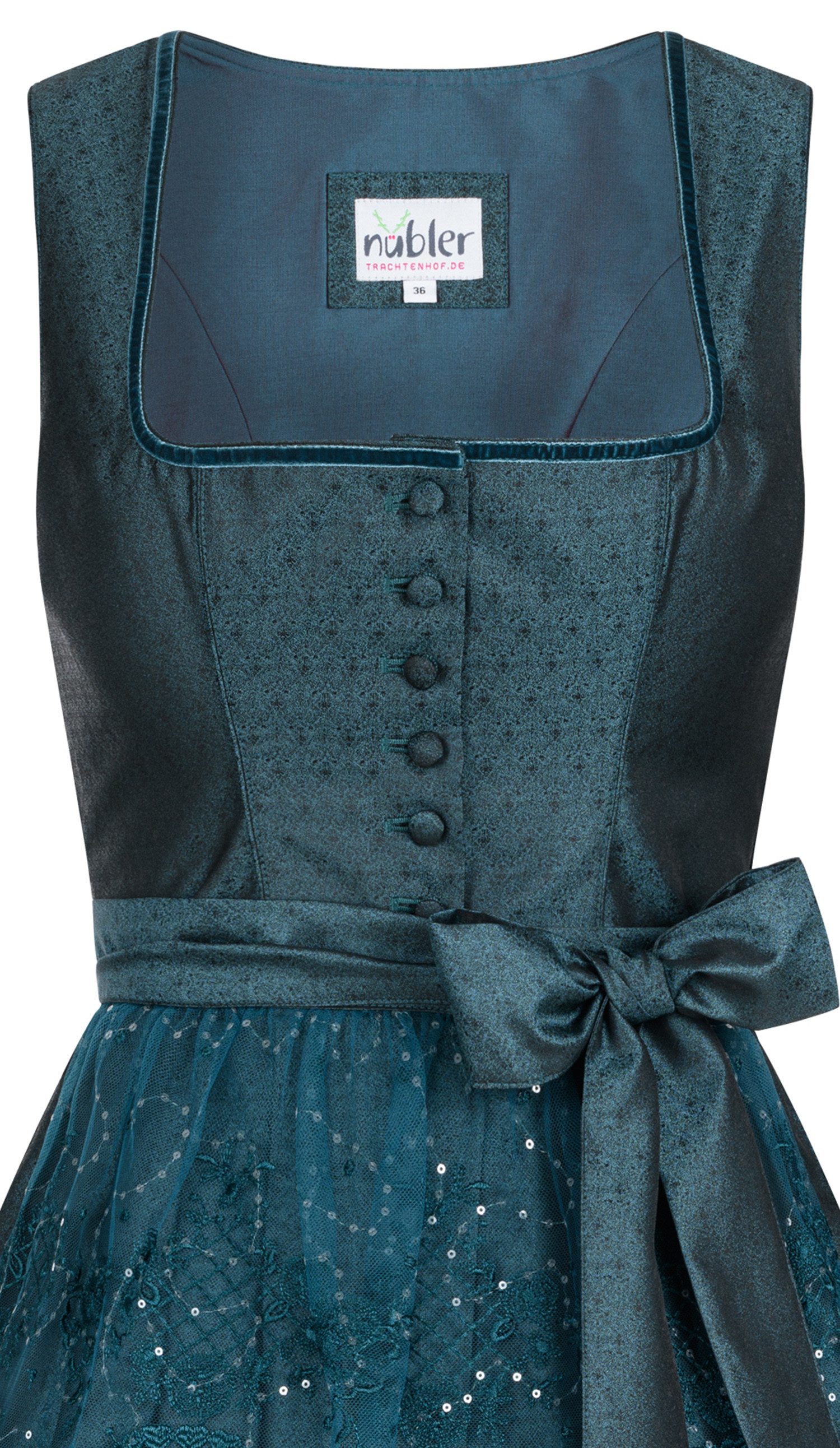 Nübler Dirndl Midi Dirndl Kerala in Ozeanblau von Nübler - Rocklänge 70 cm