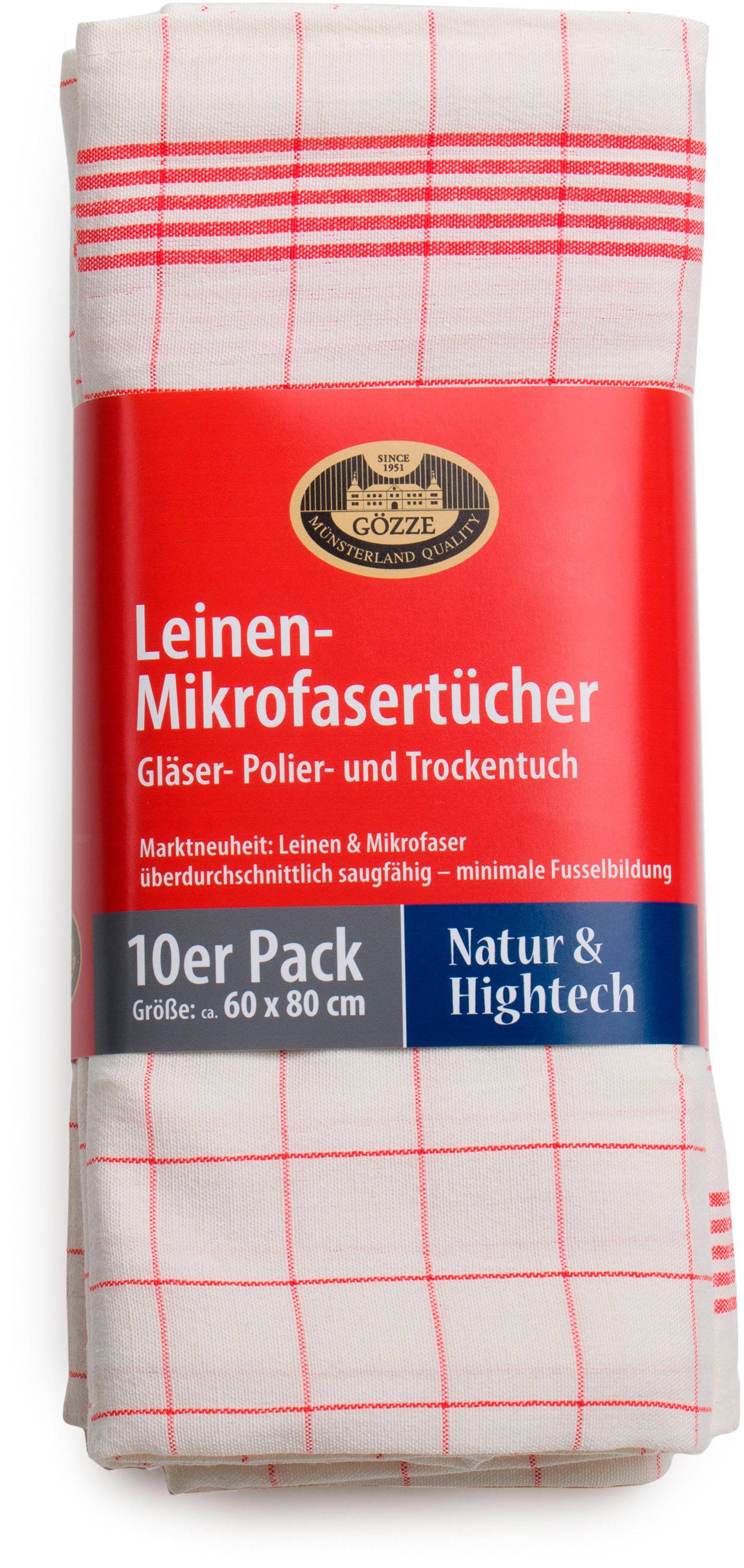 60053, und Mikrofaser Gözze Poliertuch, cm, Gläser rot 10-tlg), 60x80 (Set, Des. Geschirrtuch