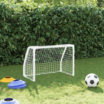 vidaXL Fußballtor Fußballtore für Kinder 2 Stk mit Ball Weiß 64x35x48 cm Metall