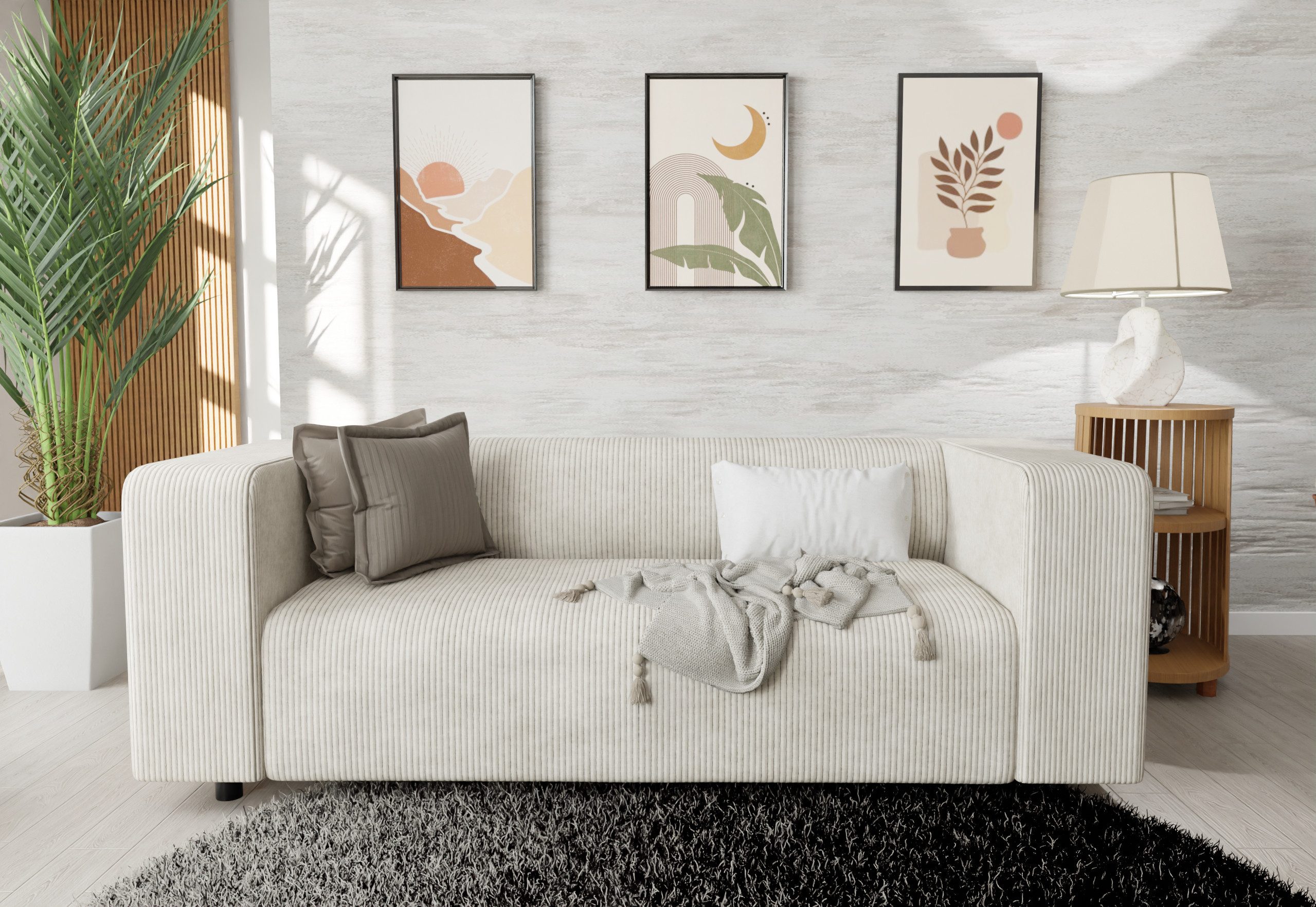 S-Style Möbel Polstergarnitur 3+2 Gustav aus Cord-Stoff mit bequemem Sitz, (1x 3-Sitzer-Sofa, 1x 2-Sitzer-Sofa)
