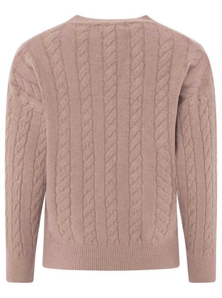 Zwillingsherz Strickpullover "Zopfstrick" Rundhalsausschnitt, Zopfstrick, Langarm
