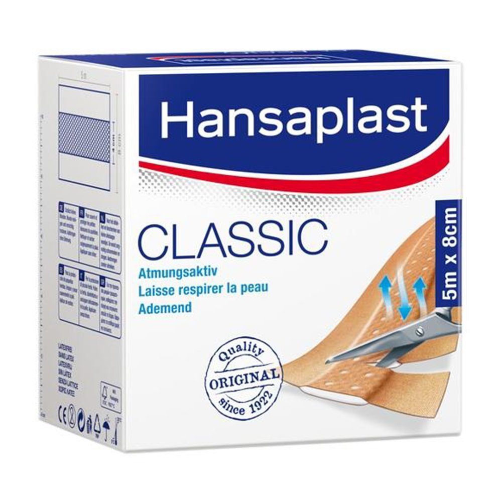 Beiersdorf AG Wundpflaster HANSAPLAST Classic Pflaster 8 cmx5 m 1 Stück (1 St)