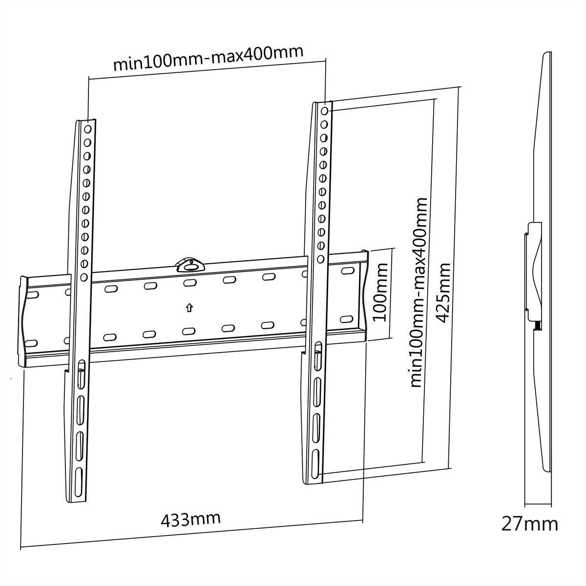 VALUE TV-Wandhalterung TV-Wandhalterung, fest, (bis 55 Zoll, 32-55 Zoll, bis 40 kg) – Bild 2 von 5