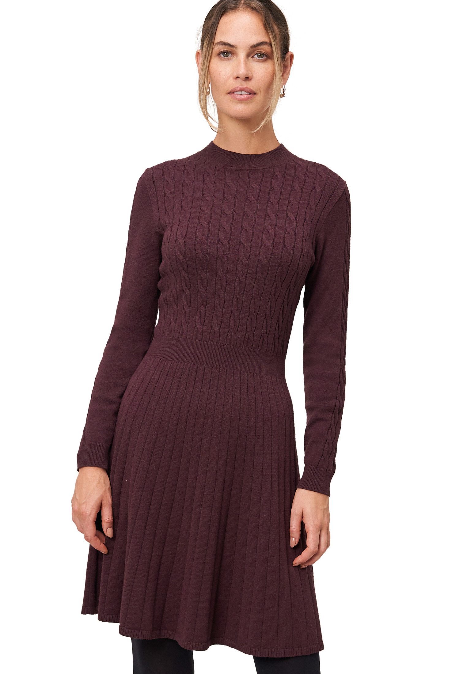 Zero Strickkleid Damen Strickkleid mit Zopfmuster strukturiert