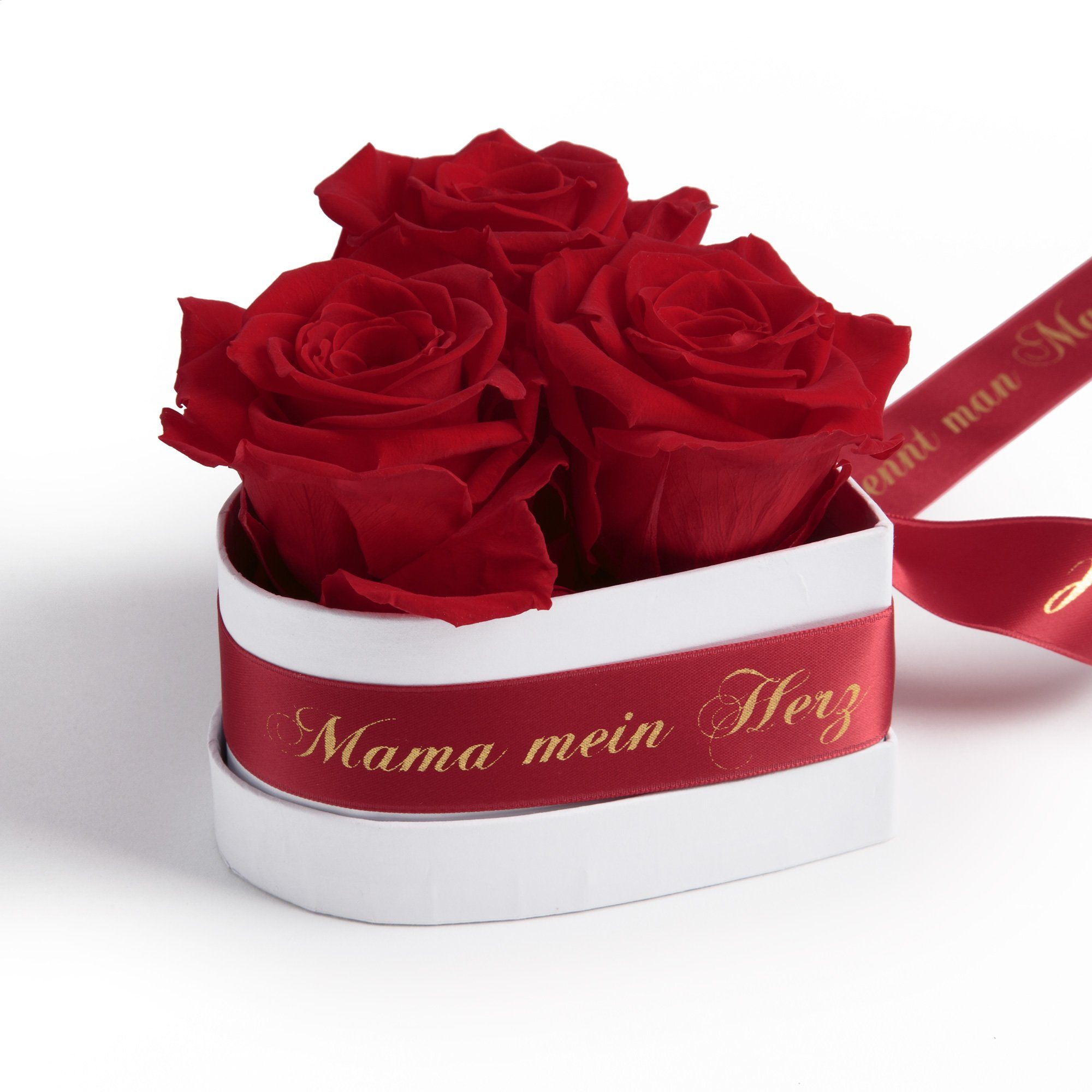 haltbar nennt lange Rose, Rot Höhe Rosen 3 man Mama SCHULZ cm, Kunstblume Echte ohne Herz ROSEMARIE Engel Heidelberg, 10 Rosenbox konserviert Rosen Flügel
