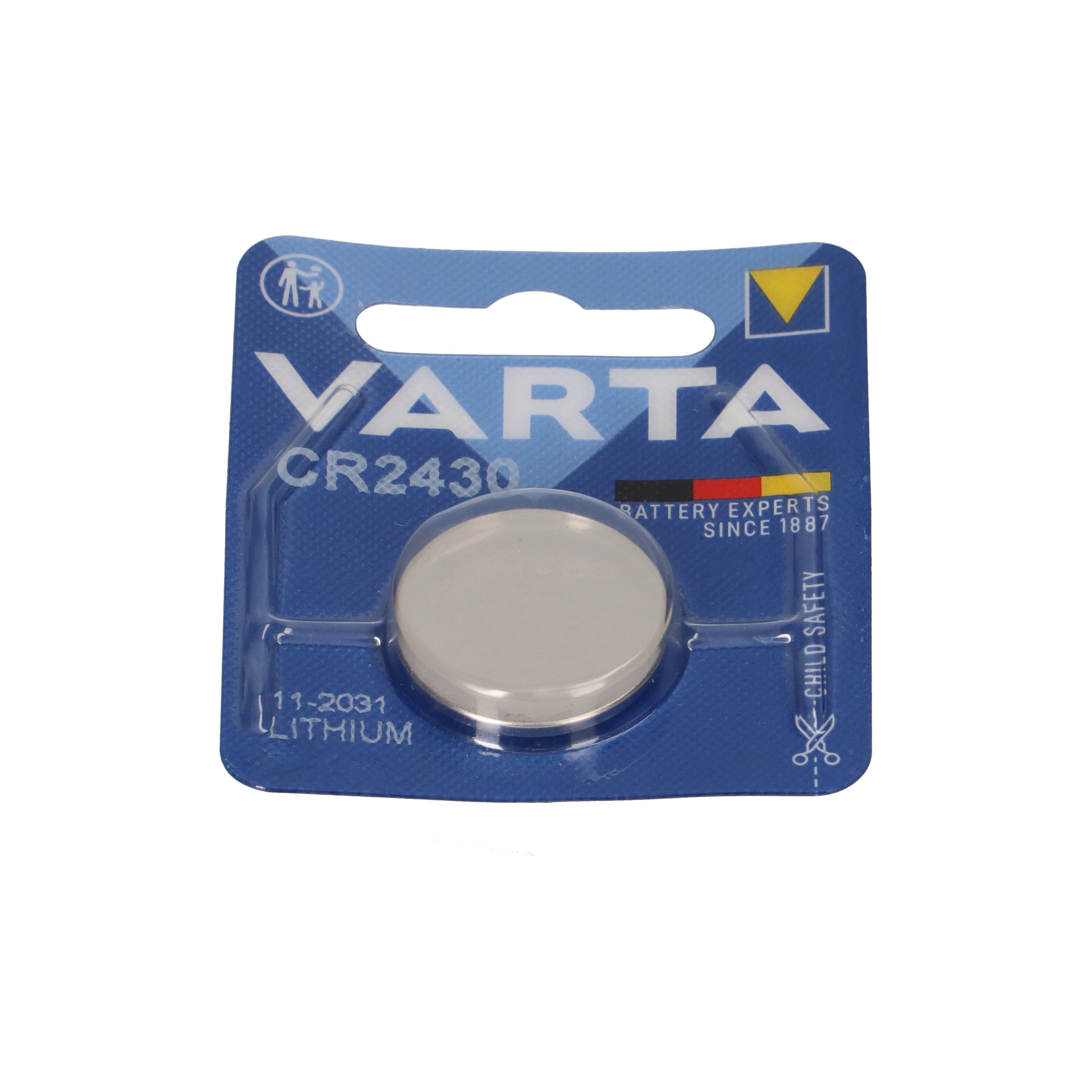VARTA 5x VARTA CR2430 Lithium-Knopfzelle 3V 290mAh (5x 1er Blister) Knopfzelle