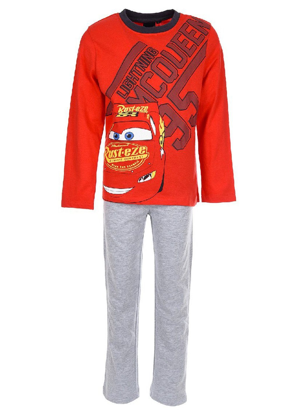 Disney Cars Schlafanzug Jungen Pyjama Kinder Langarm-Shirt + Schlaf-Hose Rot