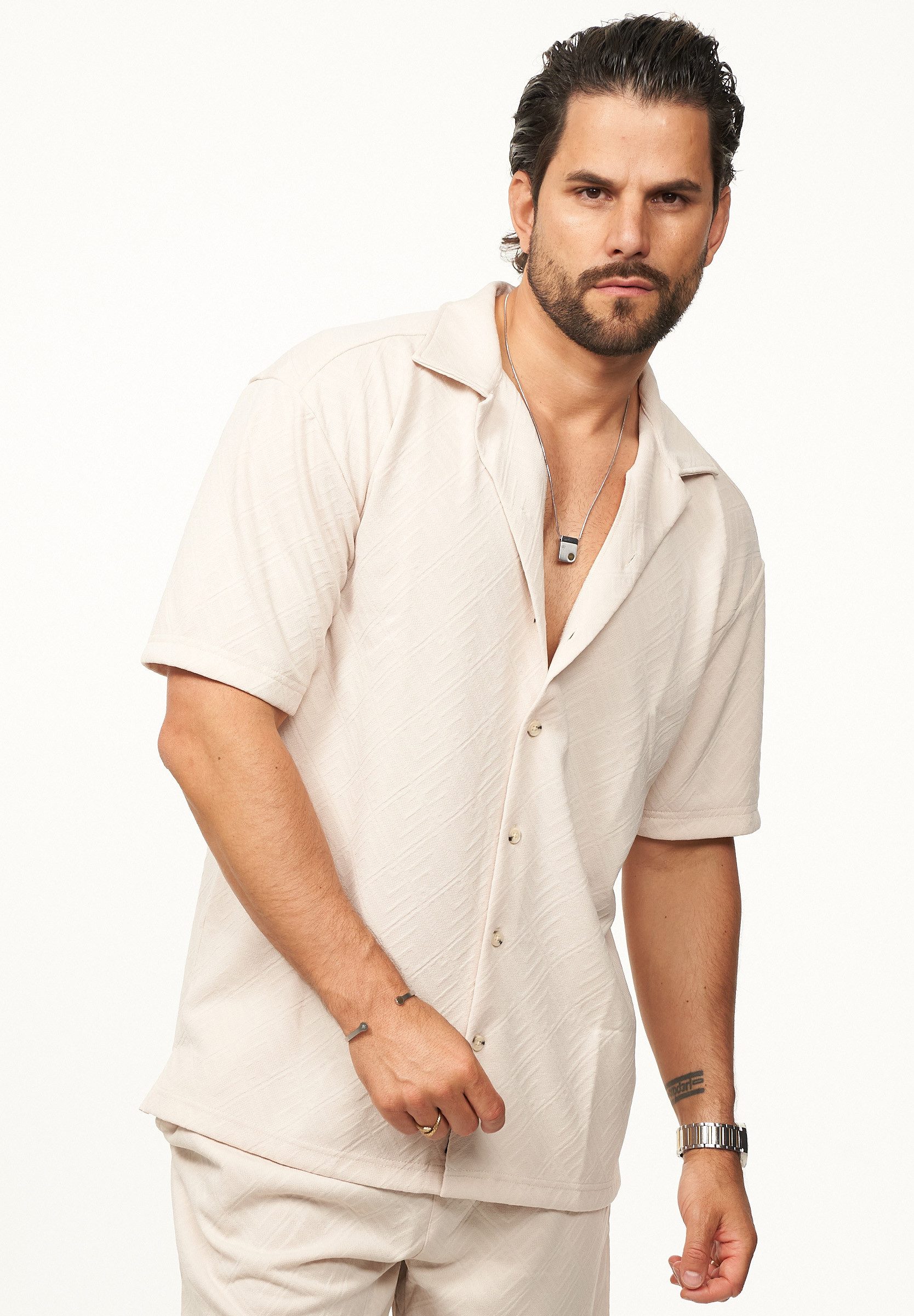 CARISMA Kurzarmhemd im Summer-Look mit Strukturmuster Regular-Fit Herren Kurzarm Strick Polo-Hemd T-Shirt