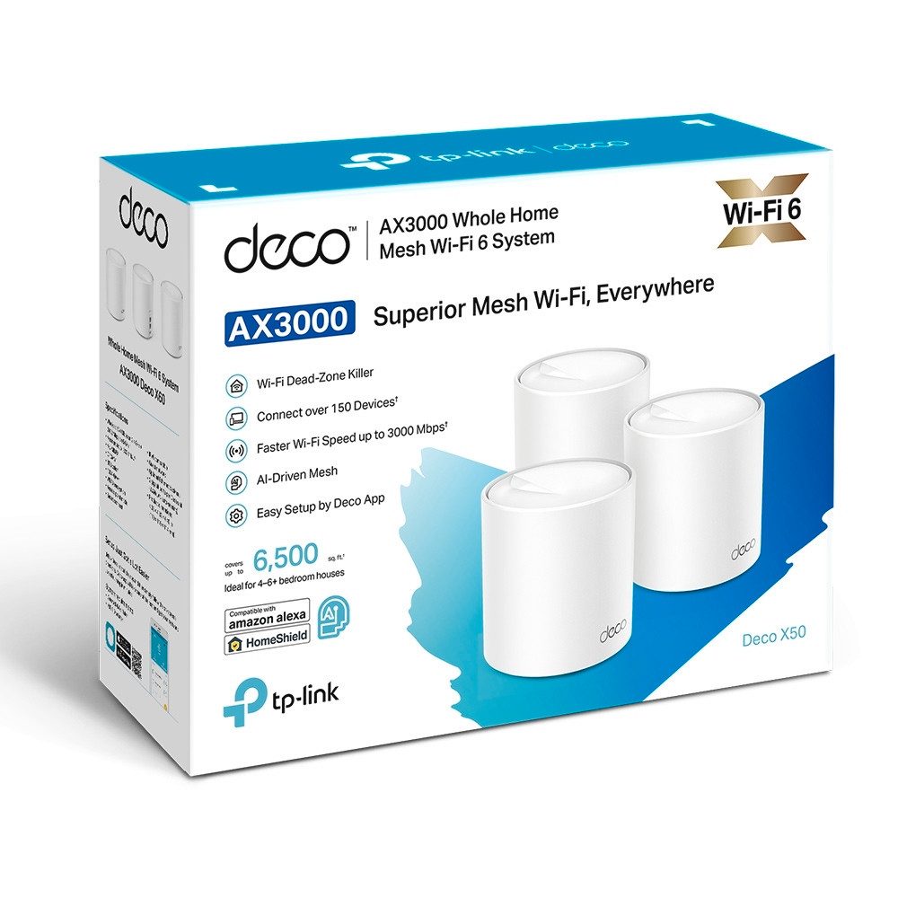 tp-link Deco X50 (3er Pack) AX3000 Home Mesh Wi-Fi 6 System WLAN-Repeater
