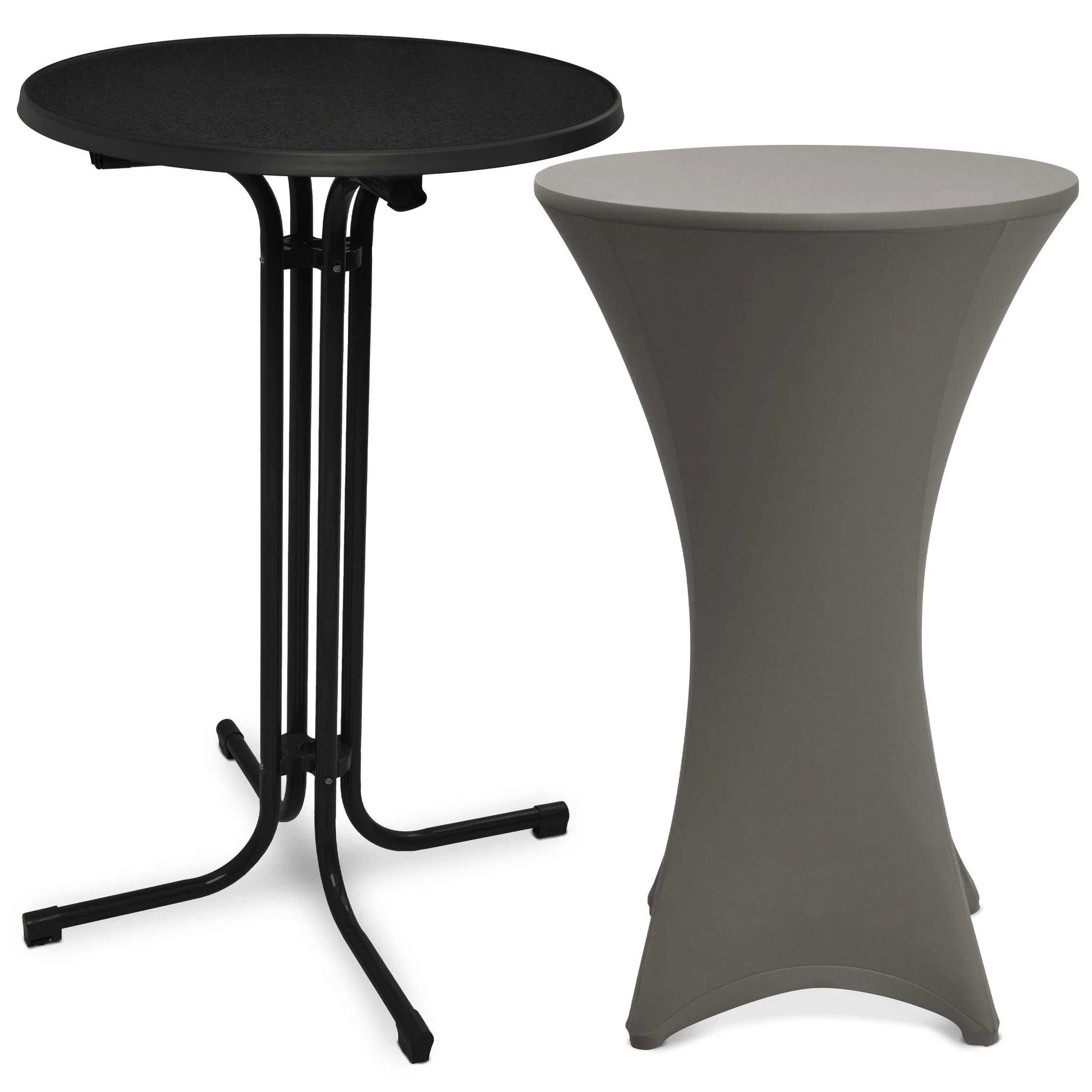 Beautissu Stehtisch Outdoor Stehtisch Bellini, klappbar, Ø70cm, Anthrazit, mit Husse, inkl. Husse – wetterfest – kratzfest