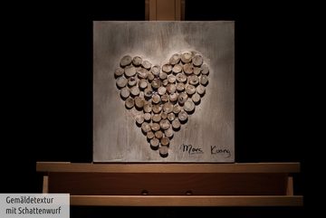 KUNSTLOFT Gemälde Heart-warming 30x30 cm, Leinwandbild 100% HANDGEMALT Wandbild Wohnzimmer