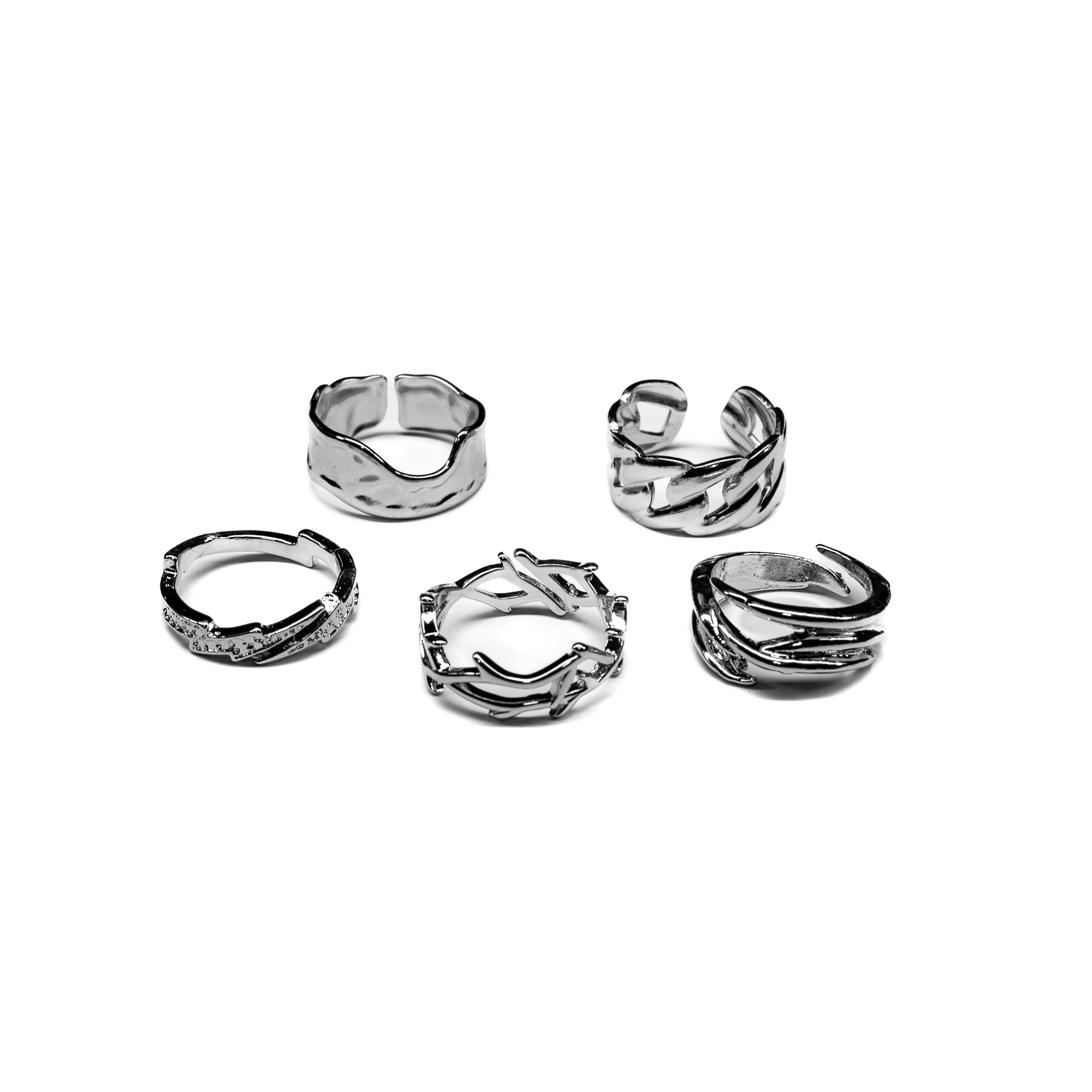 Ring-Set Verstellbare Ringe 5er Set Herren Damen Unisex Ring Techno Punk