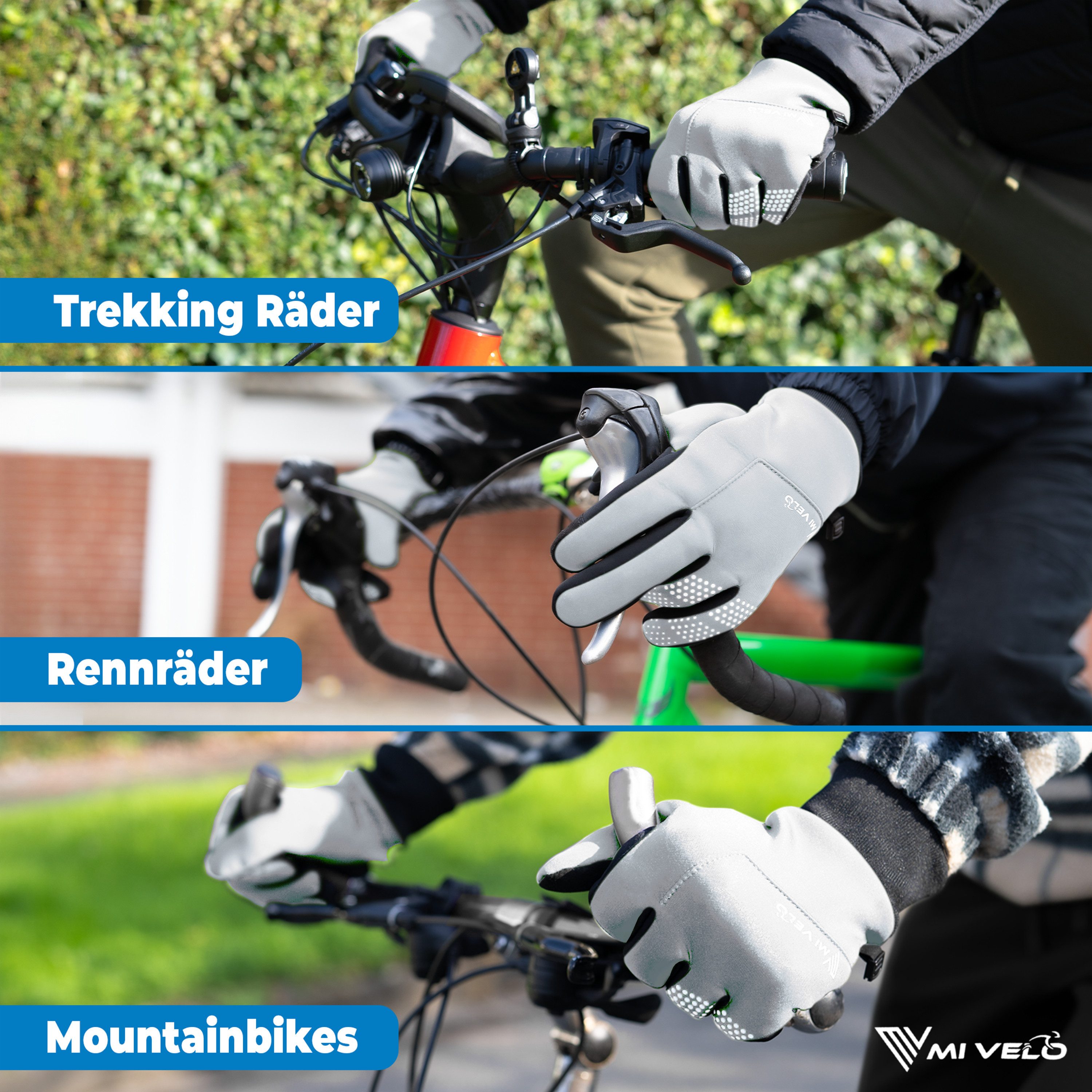 MIVELO Fahrradhandschuhe warme Winterhandschuhe wasserabweisend winddicht mit Touchscreen Funktion – Bild 4 von 5