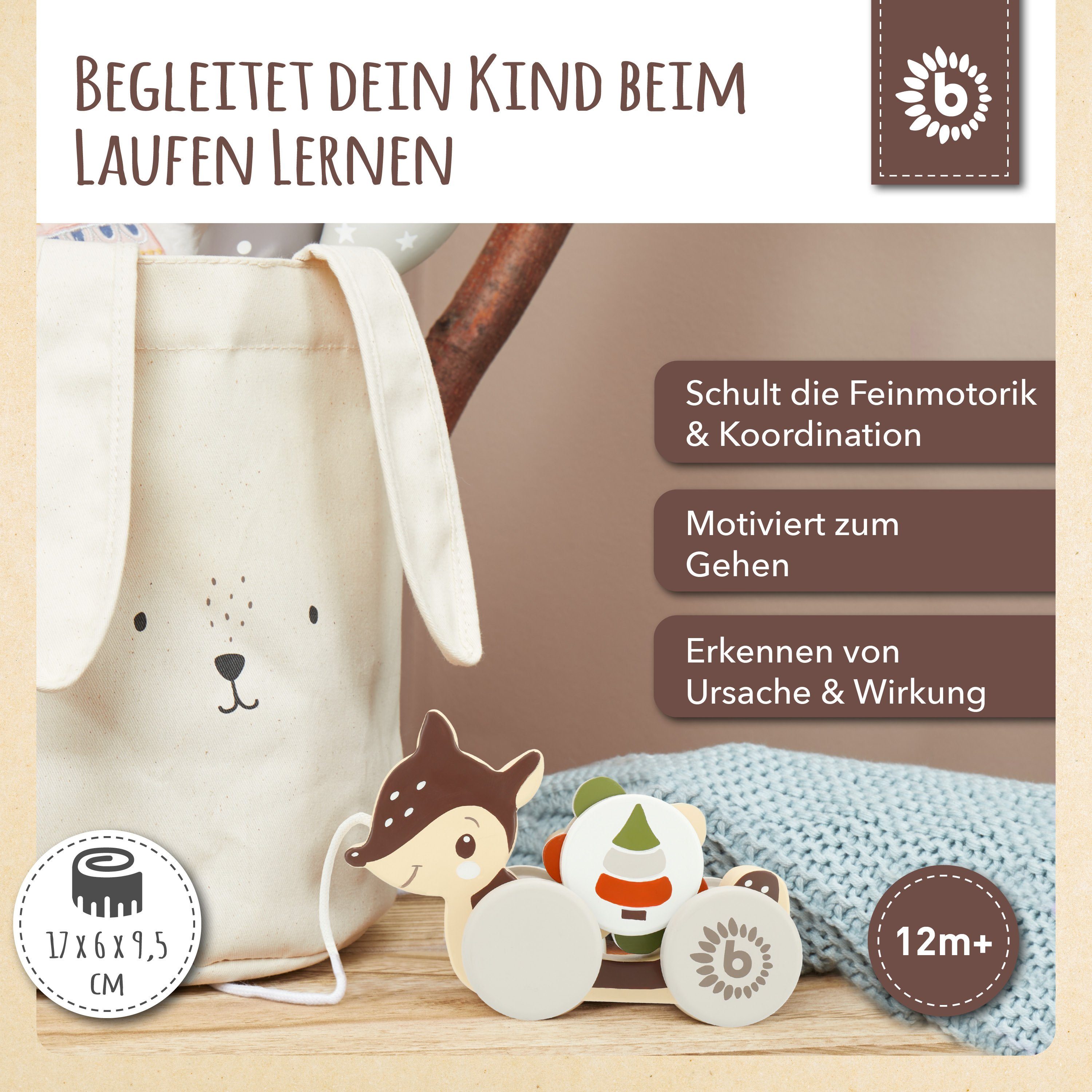 BIECO Nachziehtier Nachziehspielzeug Holz Reh Kinder Nachziehtier Wald ab 1 günstig online kaufen