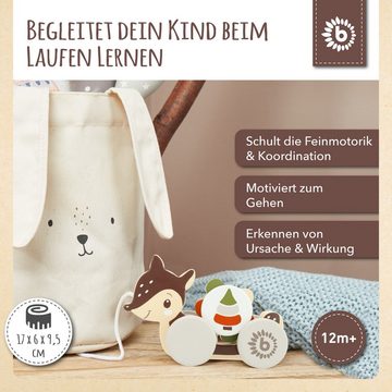 BIECO Nachziehtier Bieco Nachzieh Reh Holz Nachziehspielzeug ab 1 Jahr Süßes Nachziehtier aus Holz Baby Spielzeug Holz Reh zum Nachziehen Ziehtiere Holz ab 1 Jahr Holzspielzeug Nachzieh-Reh mit Zahnrad